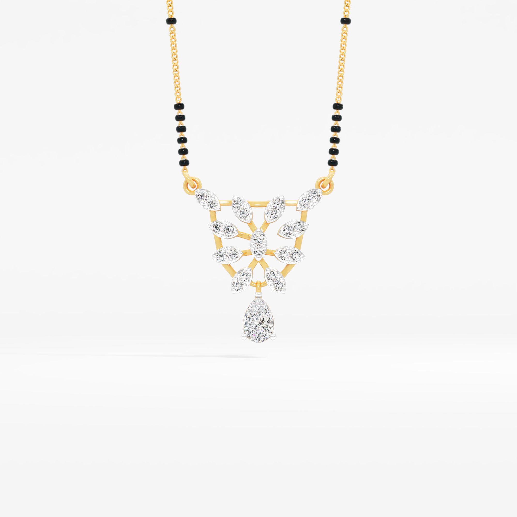 Marquise Chandelier Mangalsutra in 9KT Yellow Gold (Diamond Quality: FG-VVS VS)