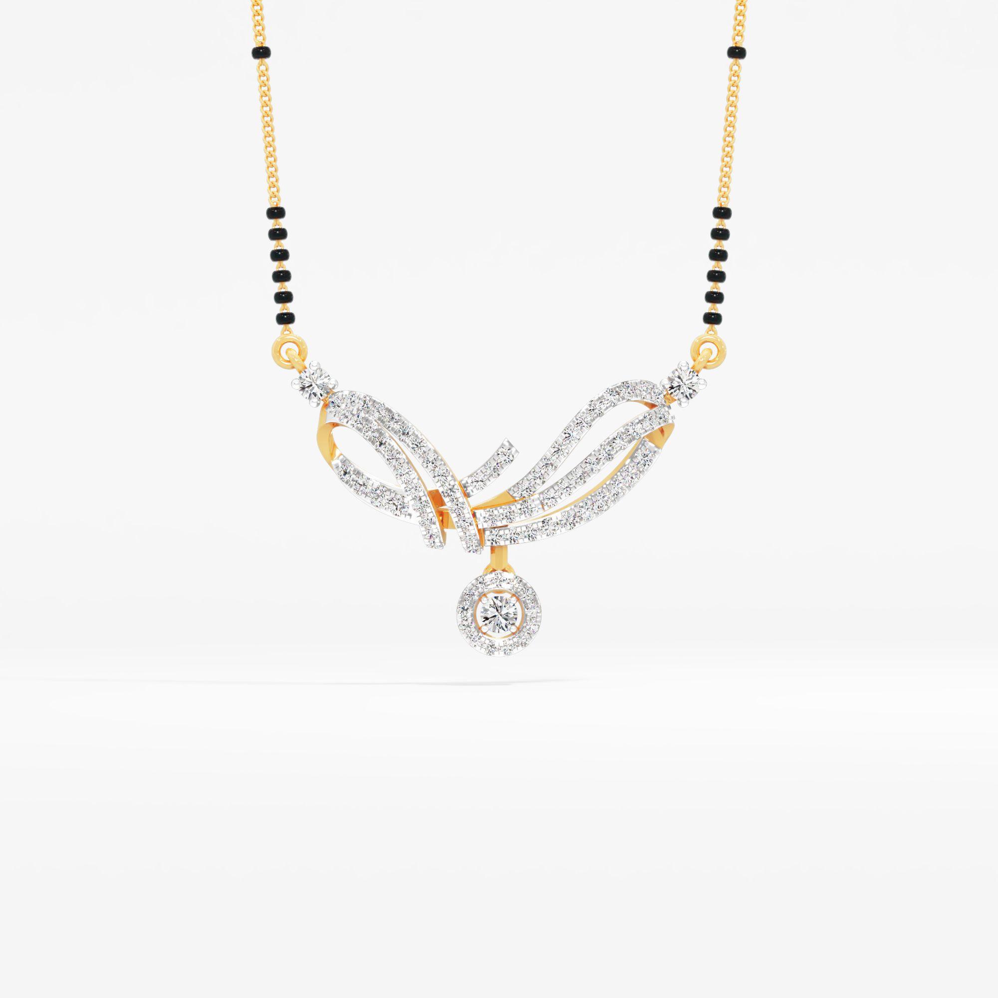 Fluid Swirl Mangalsutra in 9KT Yellow Gold (Diamond Quality: FG-VVS VS)