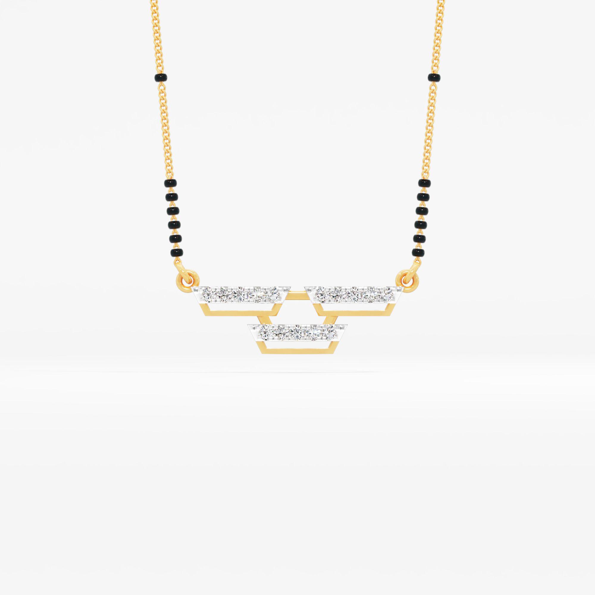 Tri-Bar Minimal Mangalsutra in 9KT Yellow Gold (Diamond Quality: FG-VVS VS)