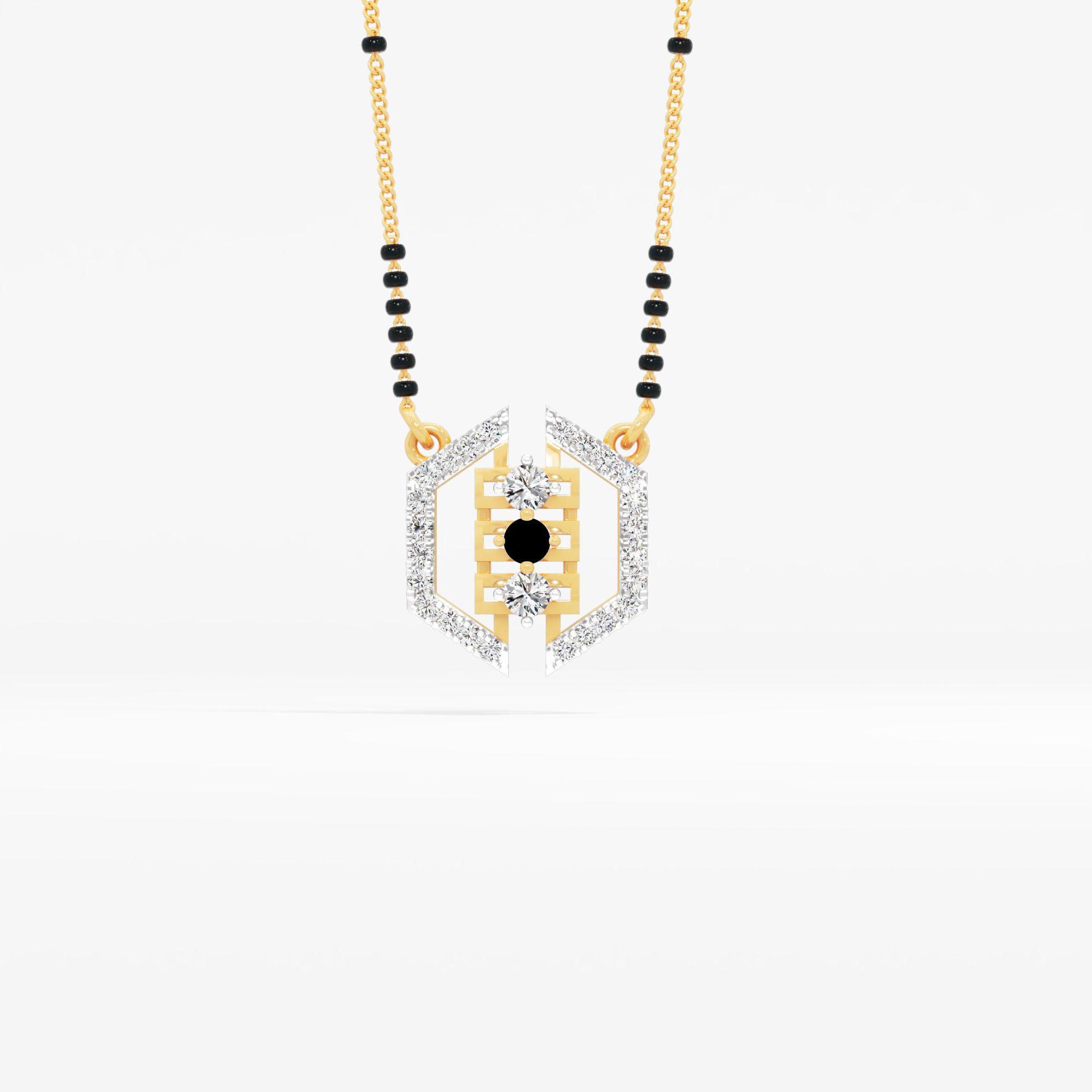 Split Hex Mangalsutra Mangalsutra in 9KT Yellow Gold (Diamond Quality: FG-VVS VS)