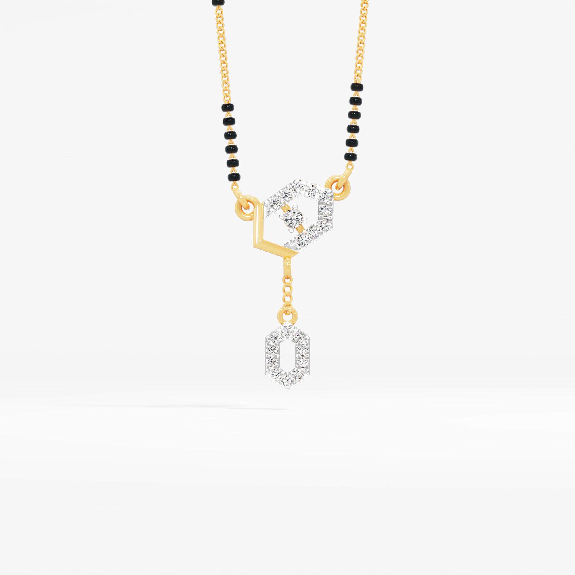 Twin Hex Charm Mangalsutra in 9KT Yellow Gold (Diamond Quality: FG-VVS VS)