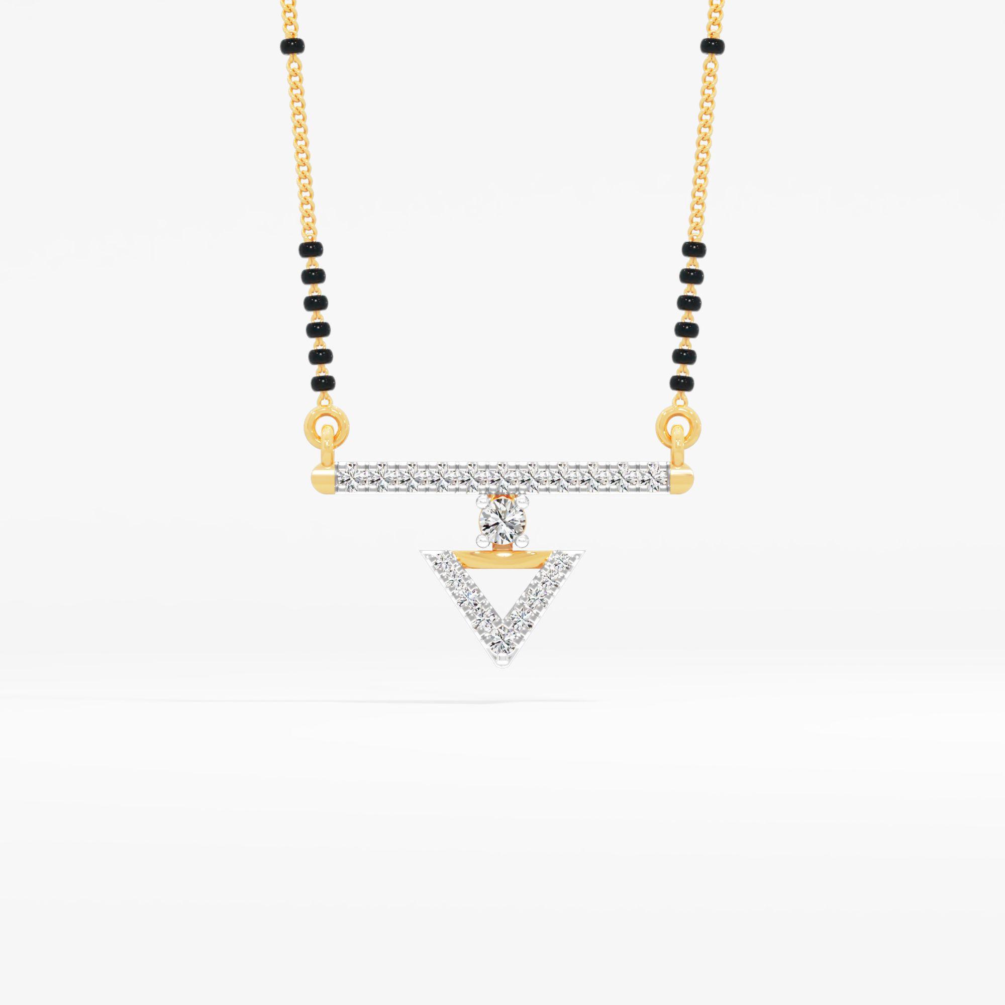 Minimal Tri-Charm Mangalsutra in 9KT Yellow Gold (Diamond Quality: FG-VVS VS)