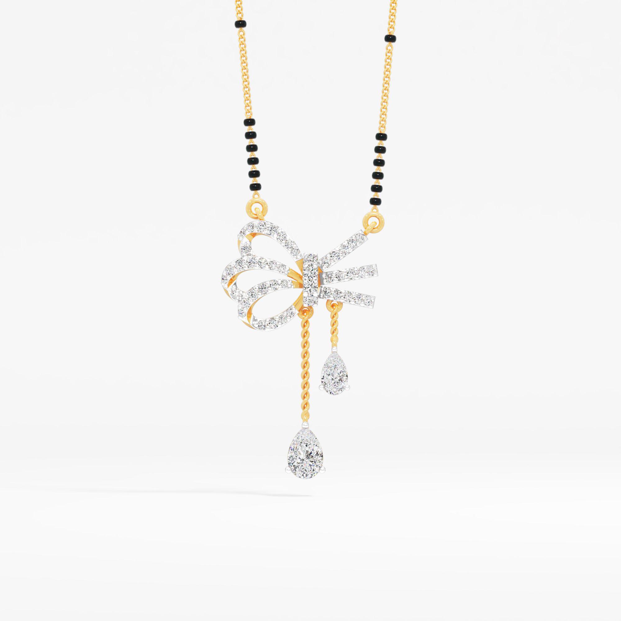 Butterfly Tassel Mangalsutra in 9KT Yellow Gold (Diamond Quality: FG-VVS VS)
