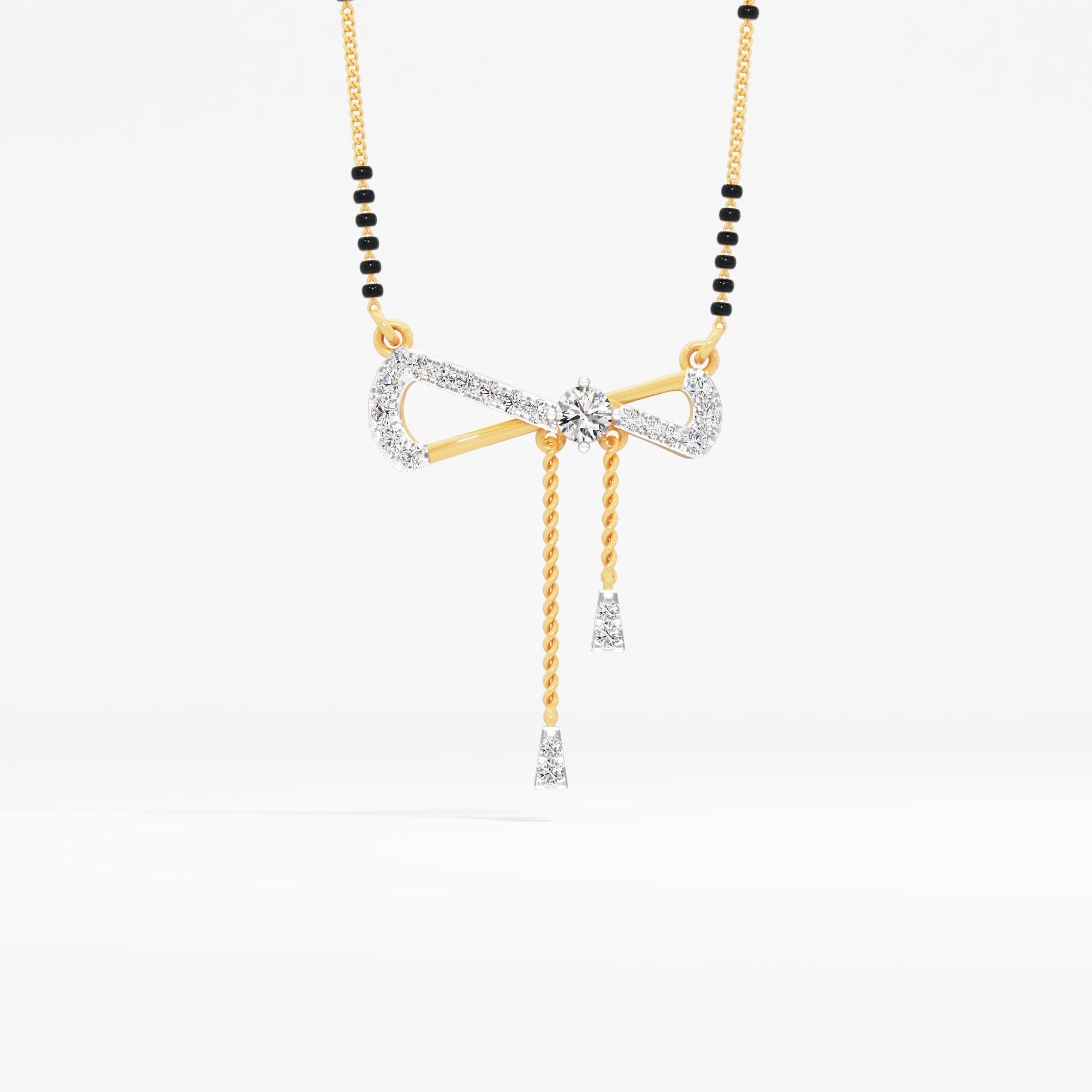 Radiant Twirl Diamond Mangalsutra in 9KT Yellow Gold (Diamond Quality: FG-VVS VS)