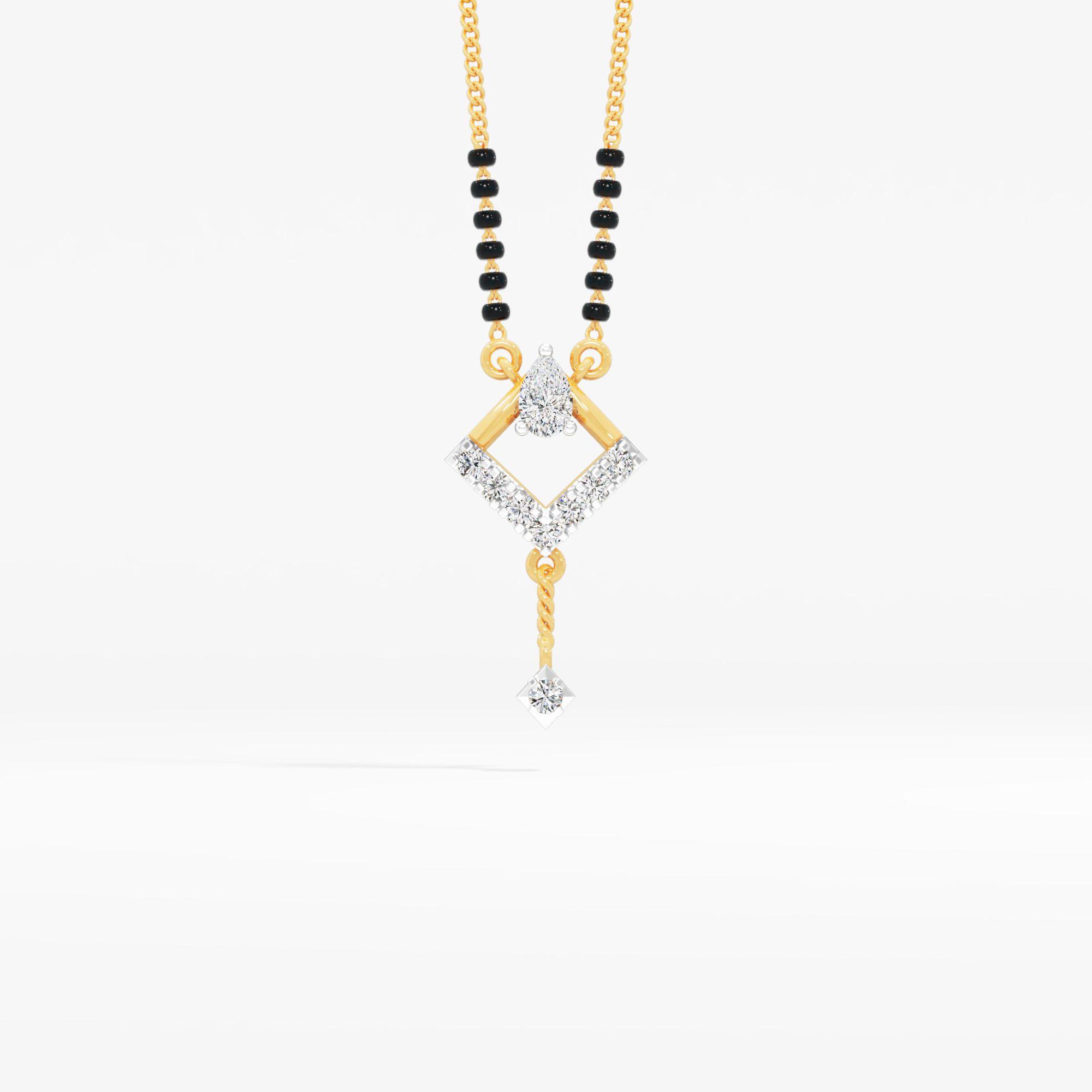 The Crested Chevron Mangalsutra in 9KT Yellow Gold (Diamond Quality: FG-VVS VS)