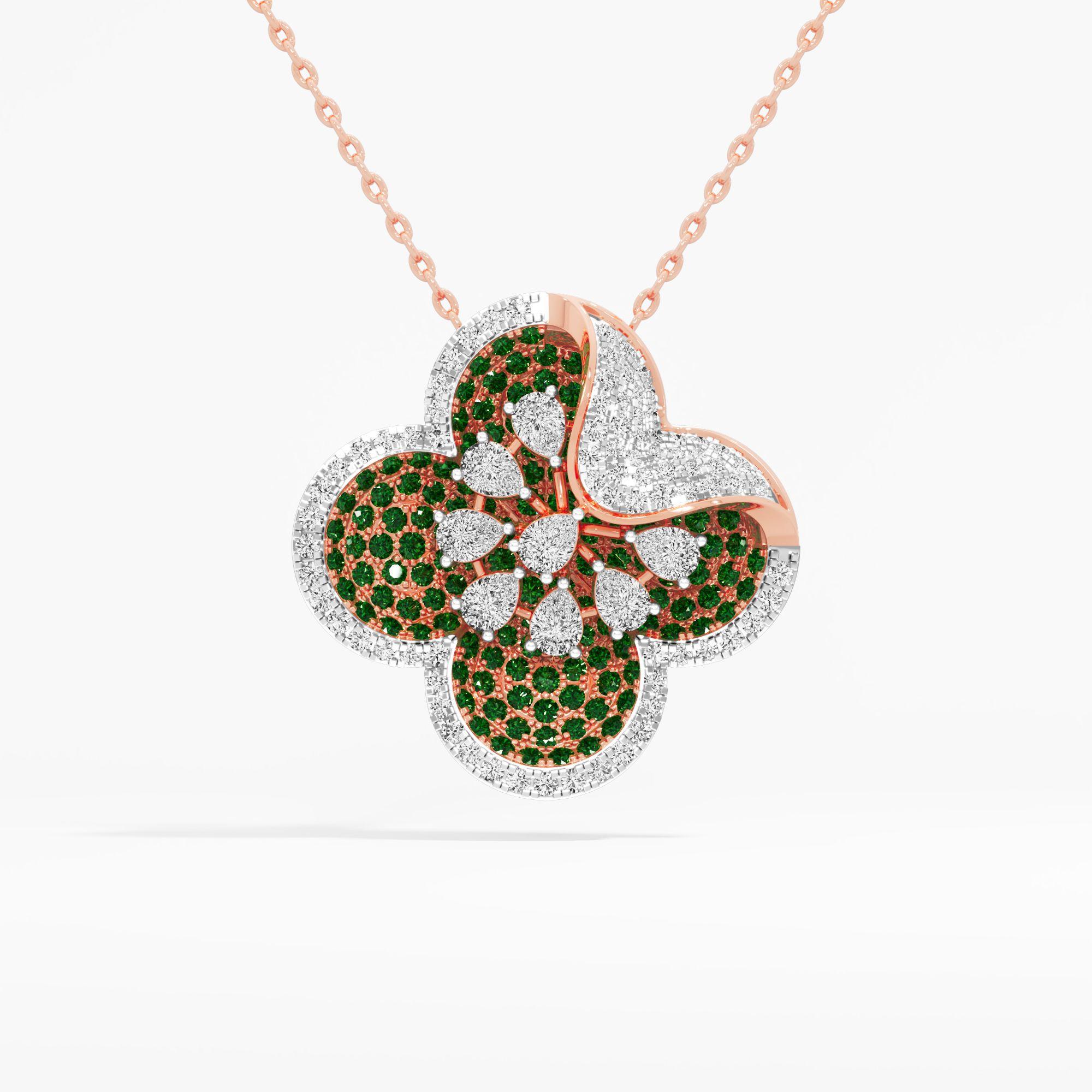 Clover Petal Diamond Pendant in 14KT Rose Gold (Diamond Quality: FG-VVS VS)