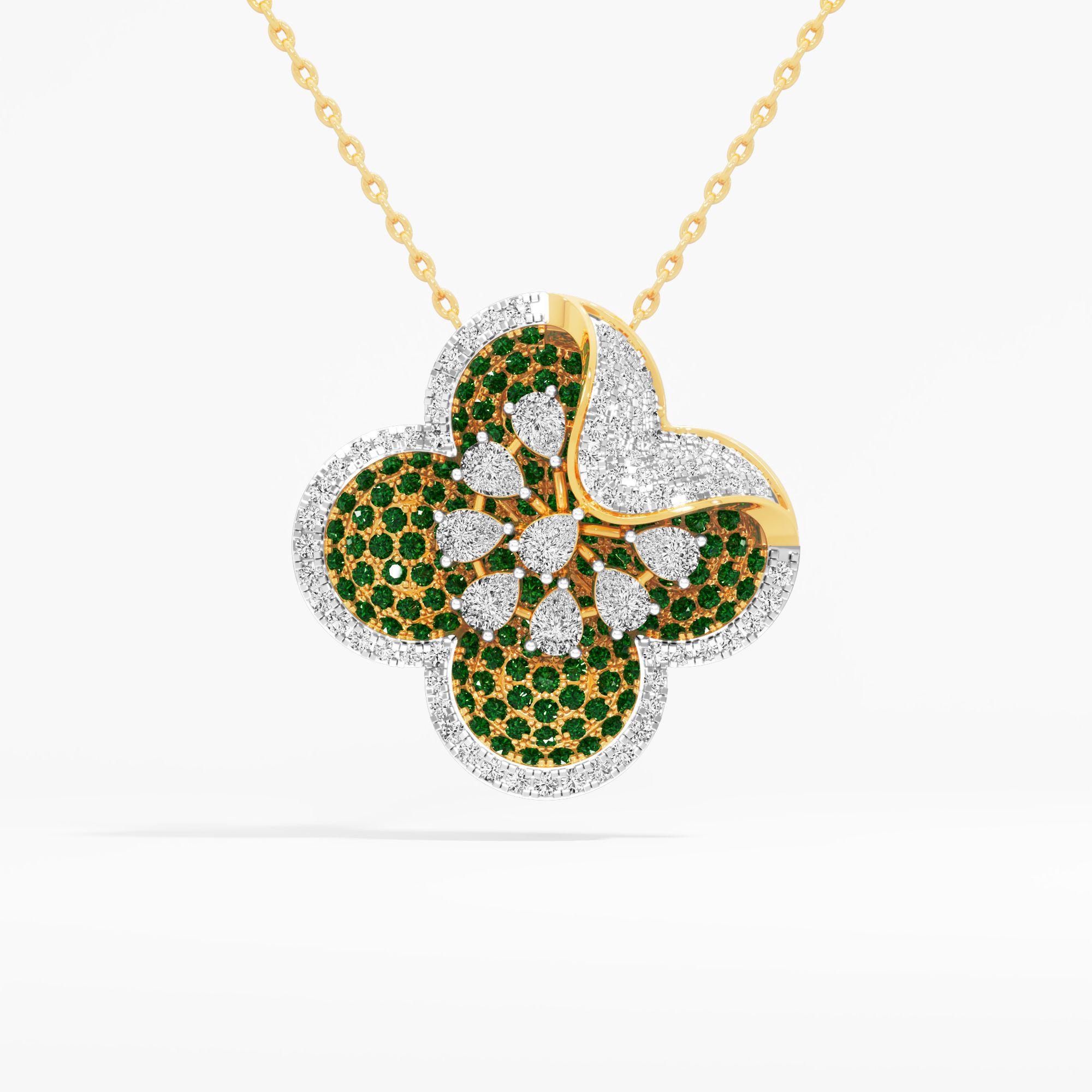 Clover Petal Diamond Pendant in 9KT Yellow Gold (Diamond Quality: FG-VVS VS)
