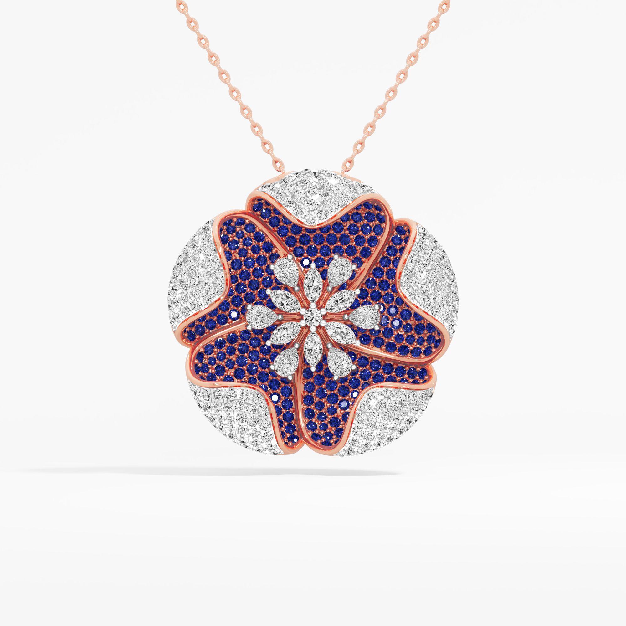 Celestial Star Bloom Diamond Pendant in 14KT Rose Gold (Diamond Quality: FG-VVS VS)