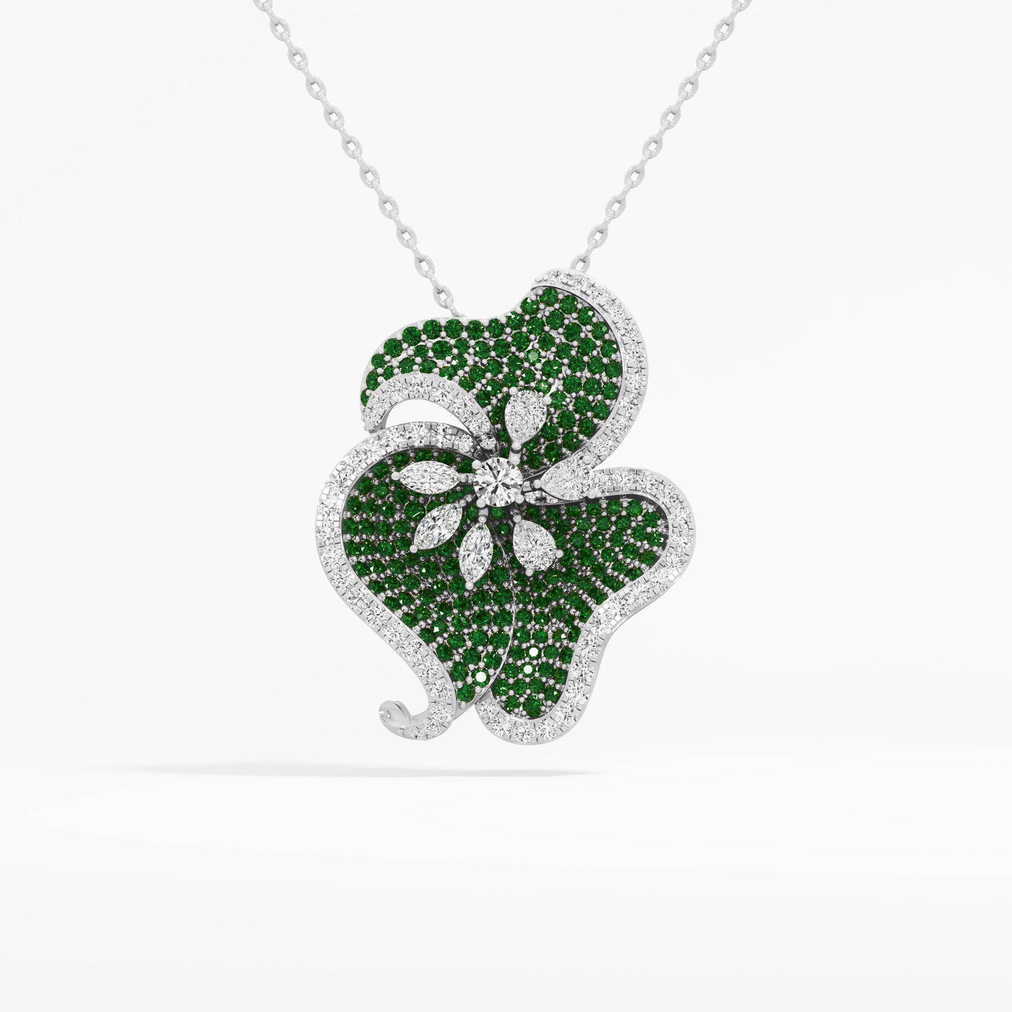Shamrock Lumiere Diamond Pendant in 18KT White Gold (Diamond Quality: FG-VVS VS)