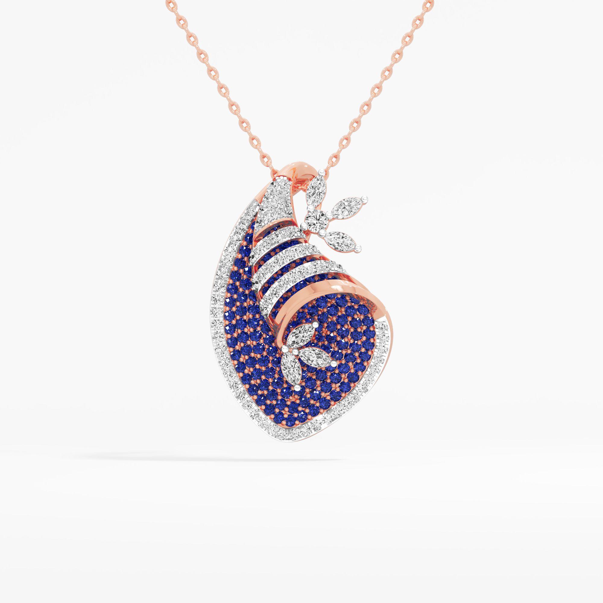 Moonrise Paisley Diamond Pendant in 14KT Rose Gold (Diamond Quality: FG-VVS VS)