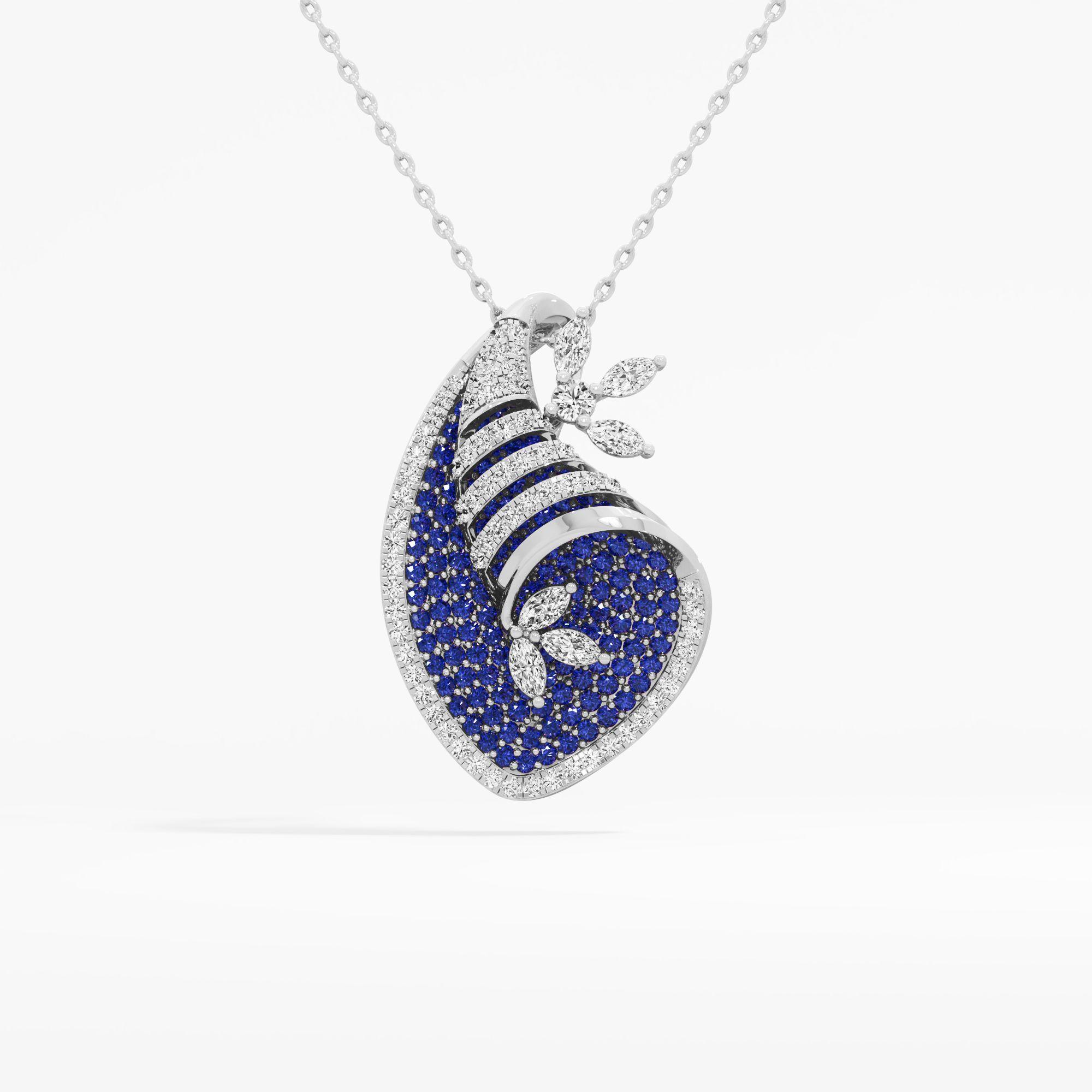 Moonrise Paisley Diamond Pendant in 18KT White Gold (Diamond Quality: FG-VVS VS)