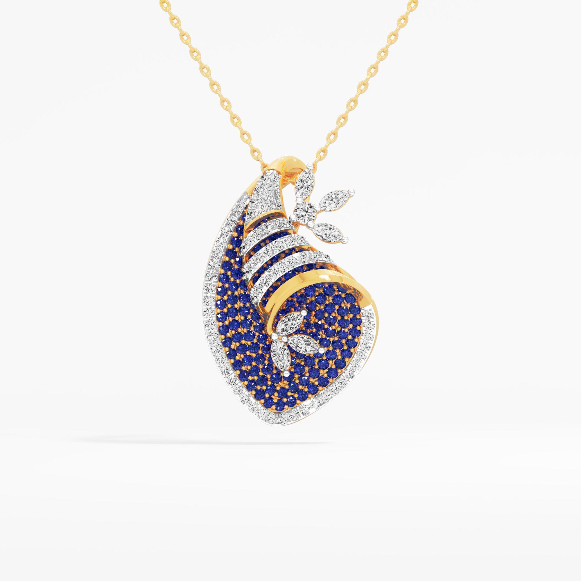 Moonrise Paisley Diamond Pendant in 9KT Yellow Gold (Diamond Quality: FG-VVS VS)