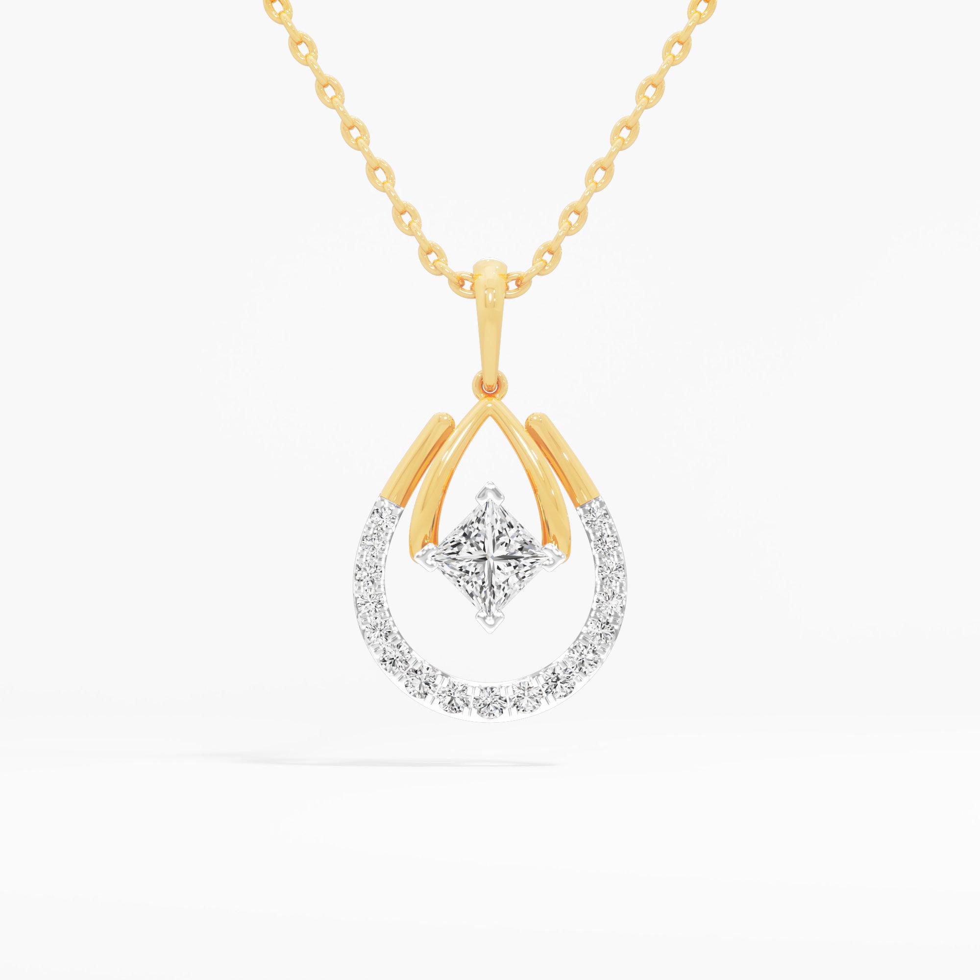 Radiant Curve Diamond Pendant | Chain Available Separately in 9KT Yellow Gold (Diamond Quality: FG-VVS VS)