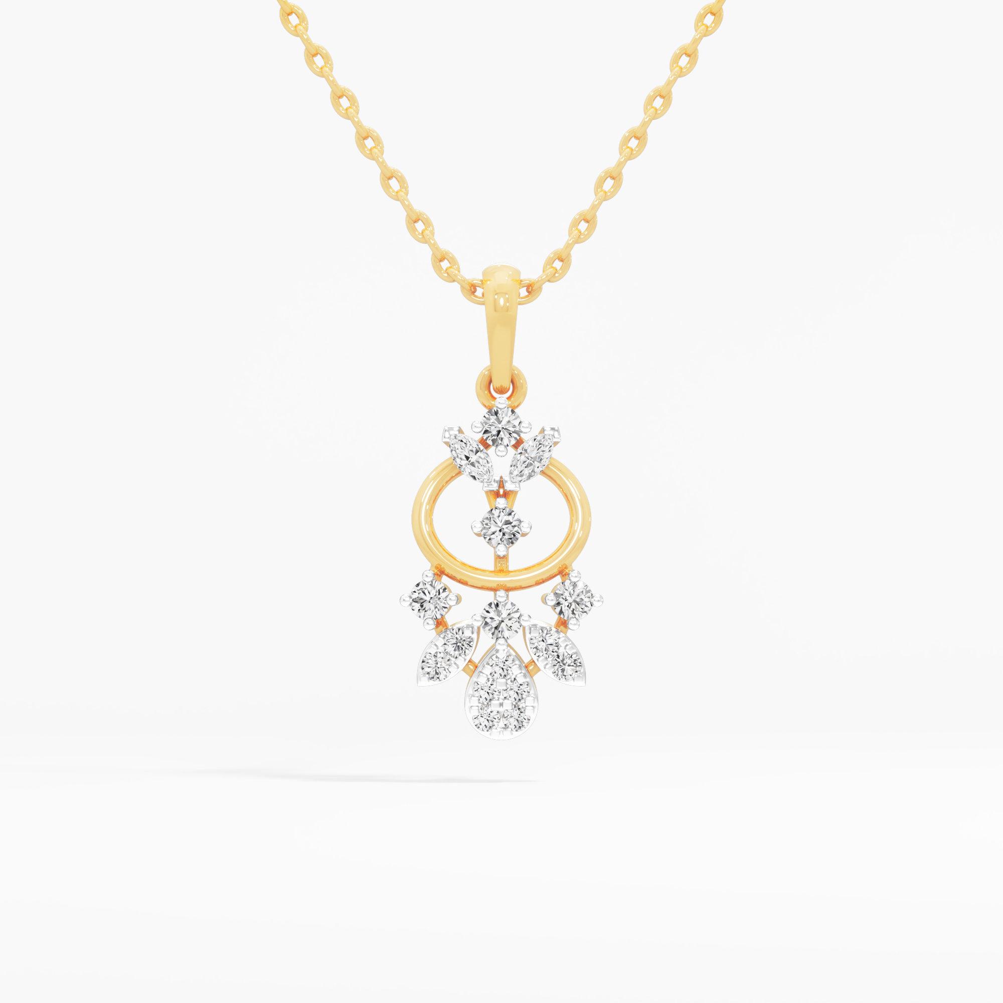 Floral Trellis Diamond Pendants | Individual Pendant in 9KT Yellow Gold (Diamond Quality: FG-VVS VS)