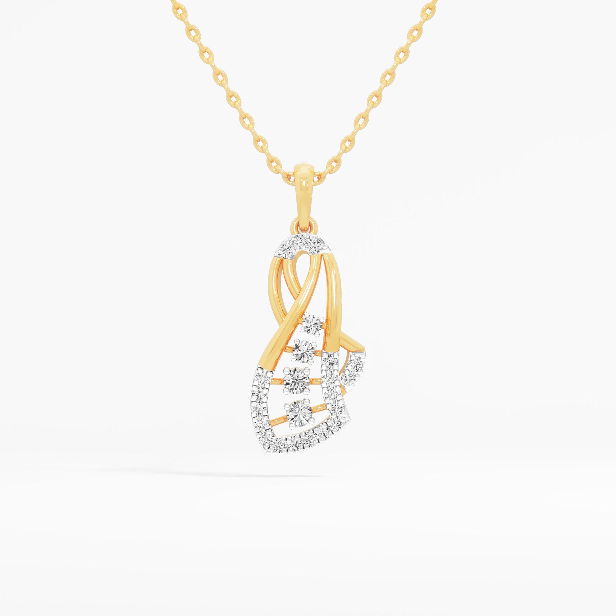 Curling Ribbon Diamond Pendants | Individual Pendant in 9KT Yellow Gold (Diamond Quality: FG-VVS VS)