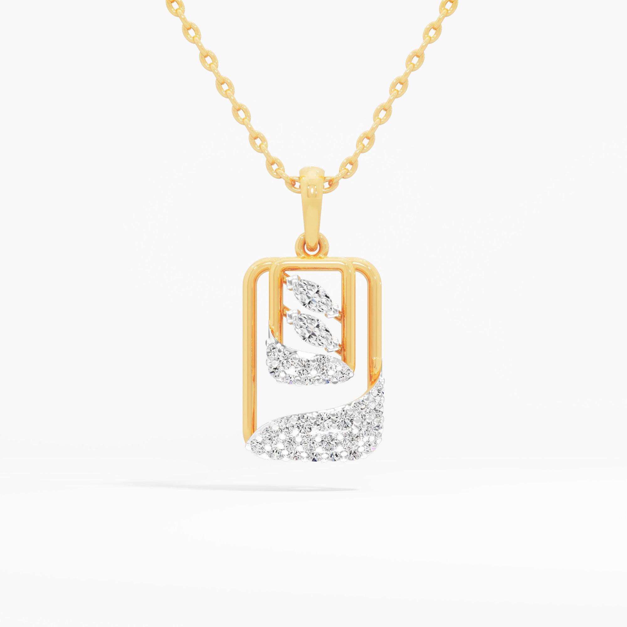 Rippling Wave Diamond Pendants | Individual Pendant in 9KT Yellow Gold (Diamond Quality: FG-VVS VS)