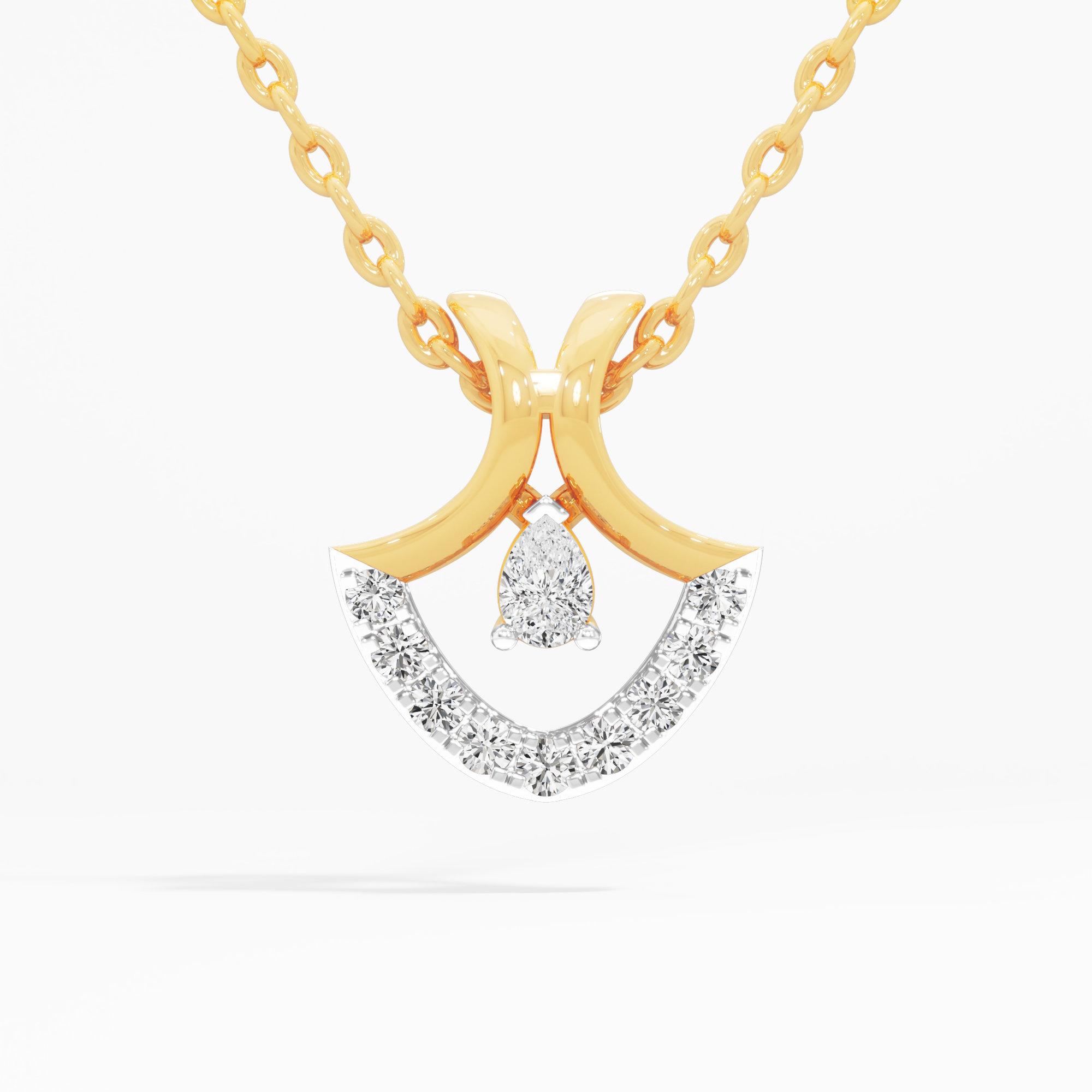 Arc Crescent Diamond Pendant | Chain Available Separately in 9KT Yellow Gold (Diamond Quality: FG-VVS VS)