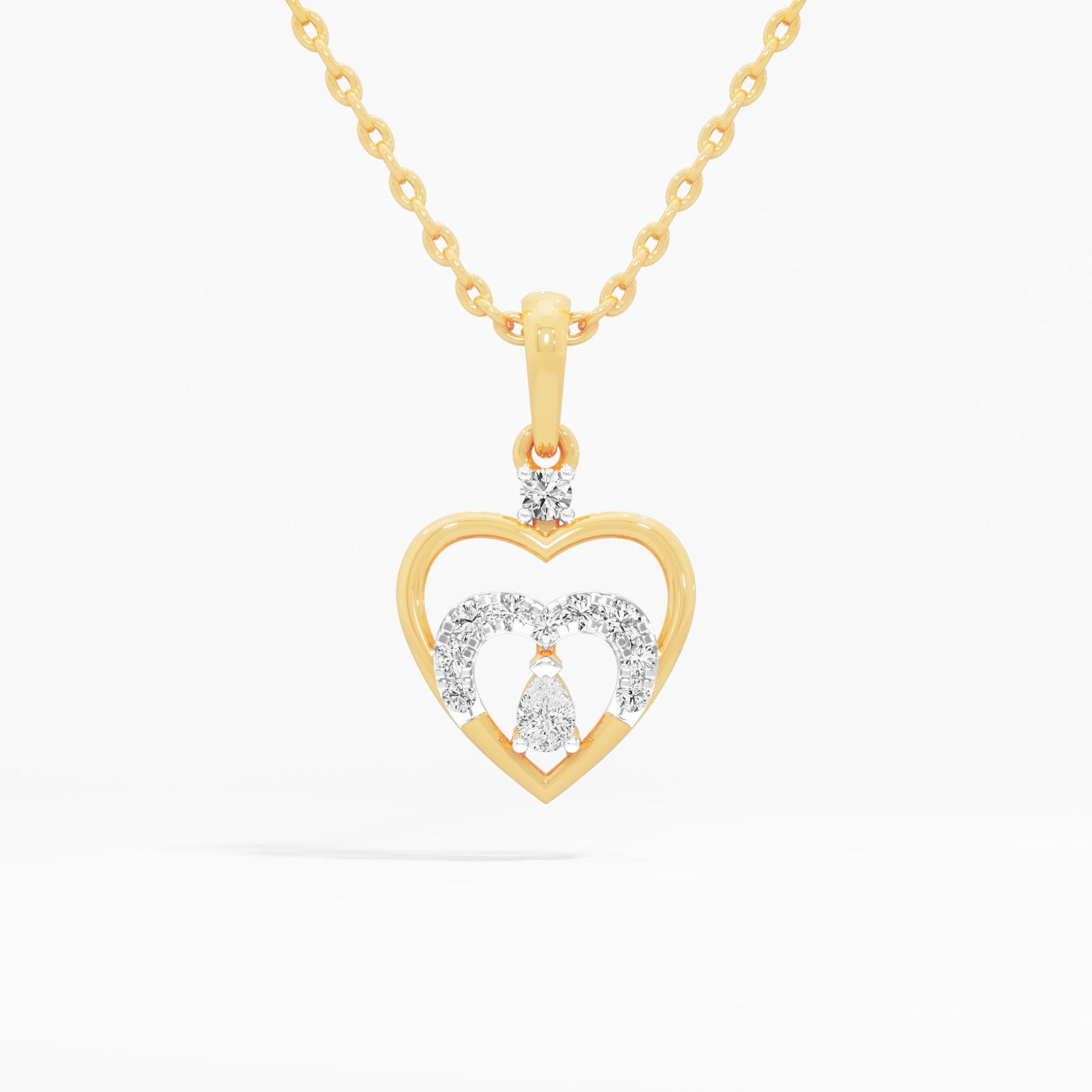 Devoted Heart Diamond Pendants | Individual Pendant in 9KT Yellow Gold (Diamond Quality: FG-VVS VS)