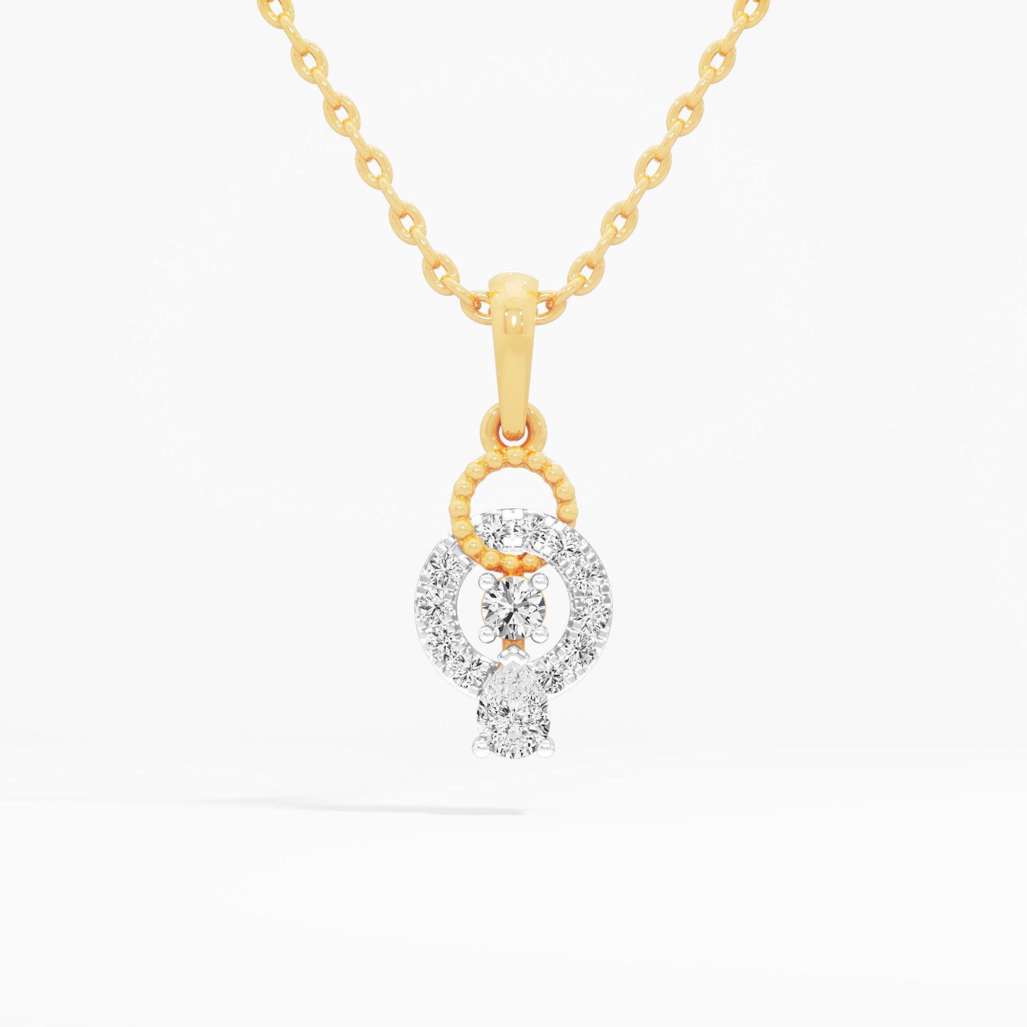 Beaded Halo Diamond Pendant | Pendant Only (Chain Sold Separately) in 9KT Yellow Gold (Diamond Quality: FG-VVS VS)