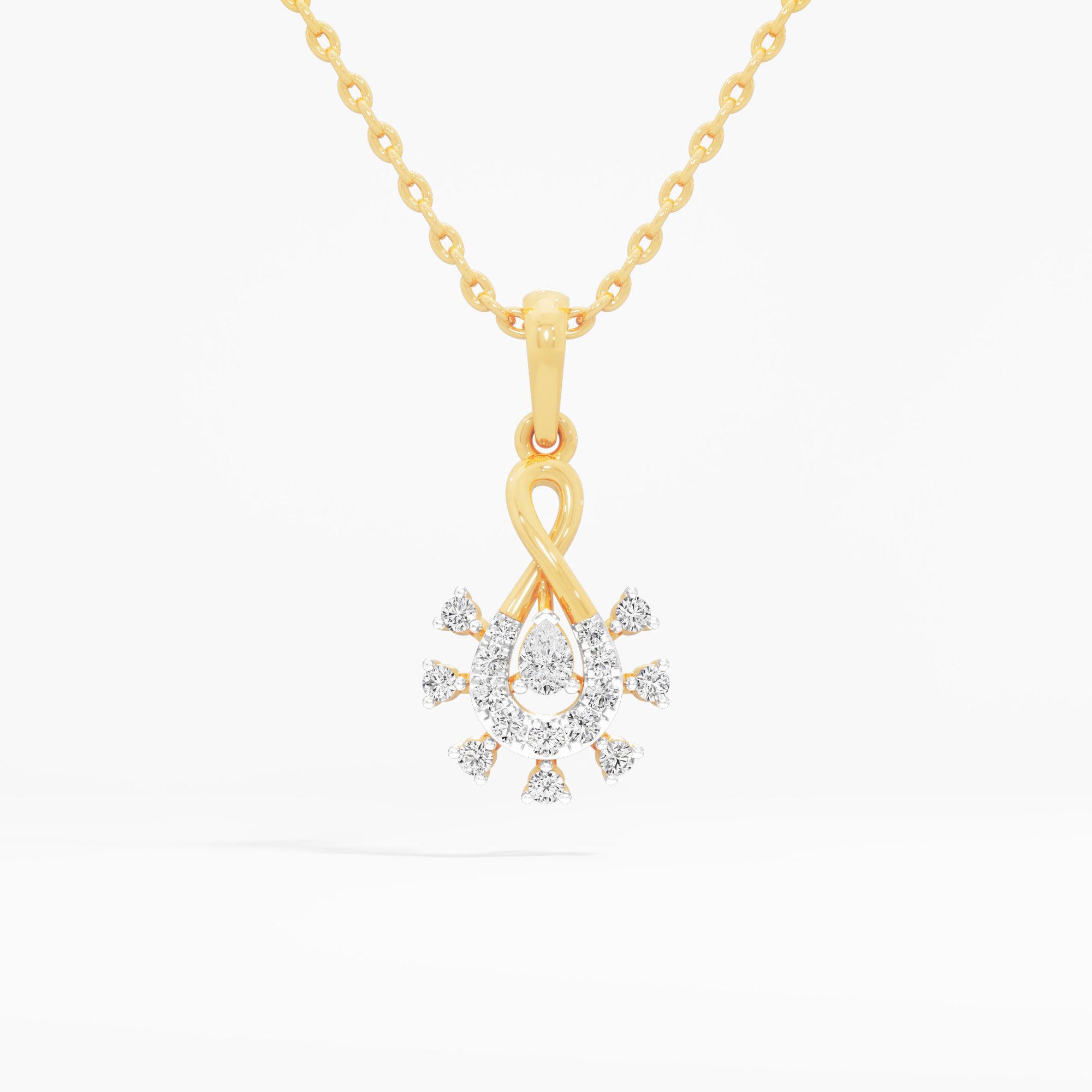 Infinity Knot Sunray Diamond Pendant | Standalone Pendant in 9KT Yellow Gold (Diamond Quality: FG-VVS VS)