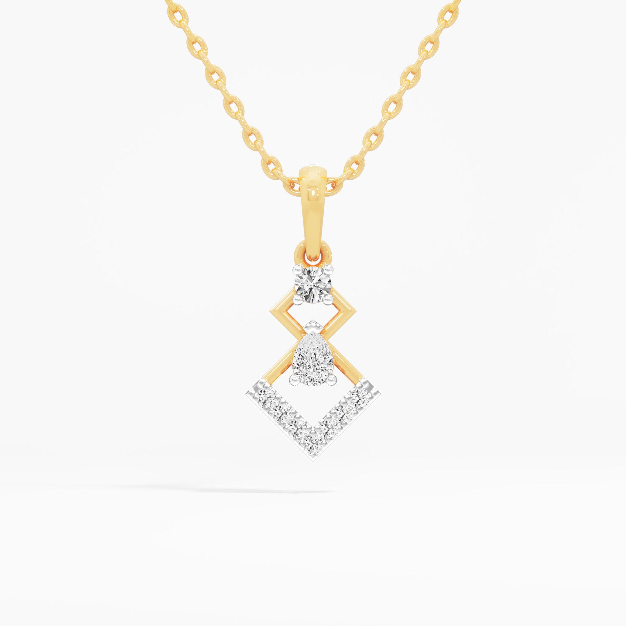 Dual Square Cascade Diamond Pendant | Individual Pendant in 9KT Yellow Gold (Diamond Quality: FG-VVS VS)