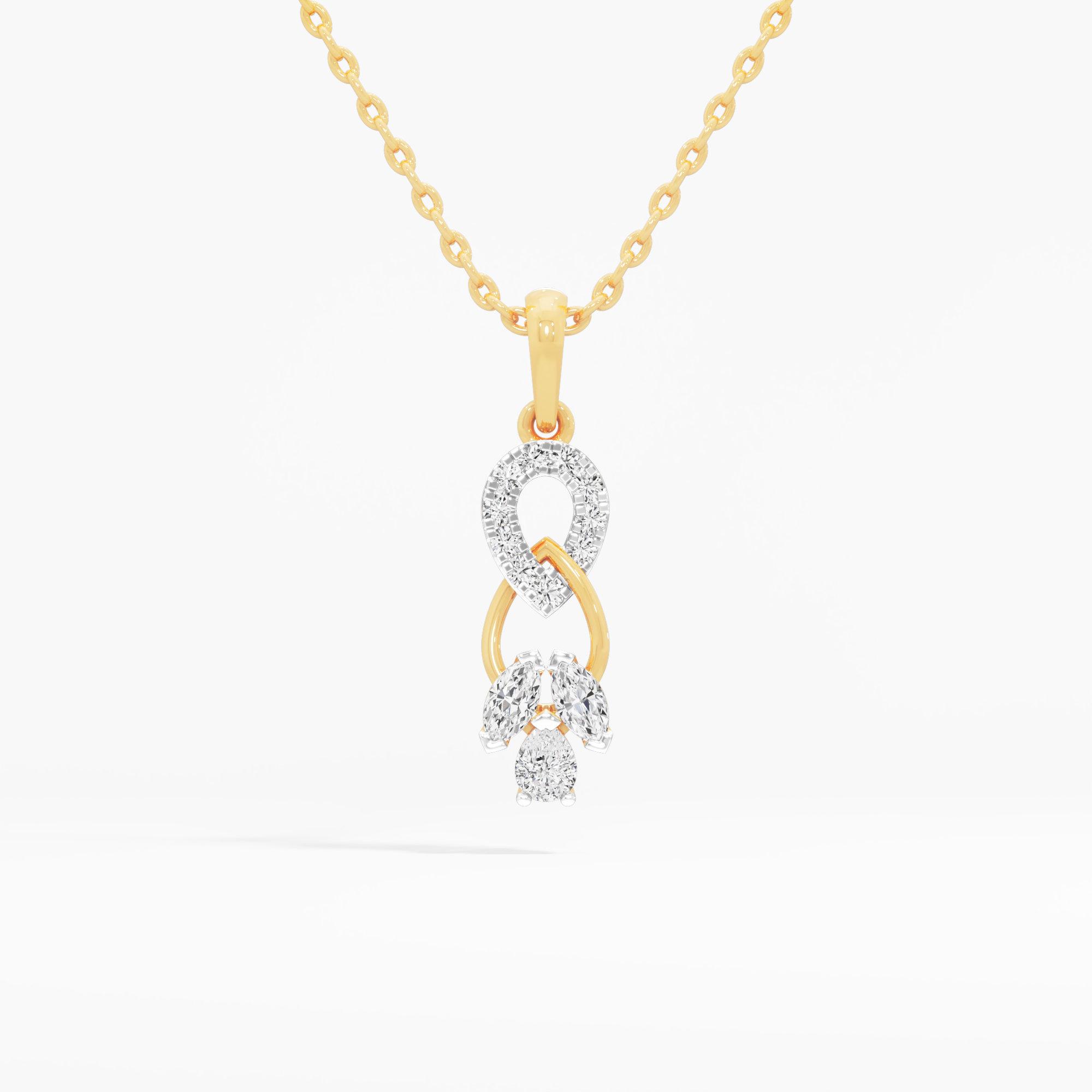 Ribbon Loop Diamond Pendants | Individual Pendant in 9KT Yellow Gold (Diamond Quality: FG-VVS VS)
