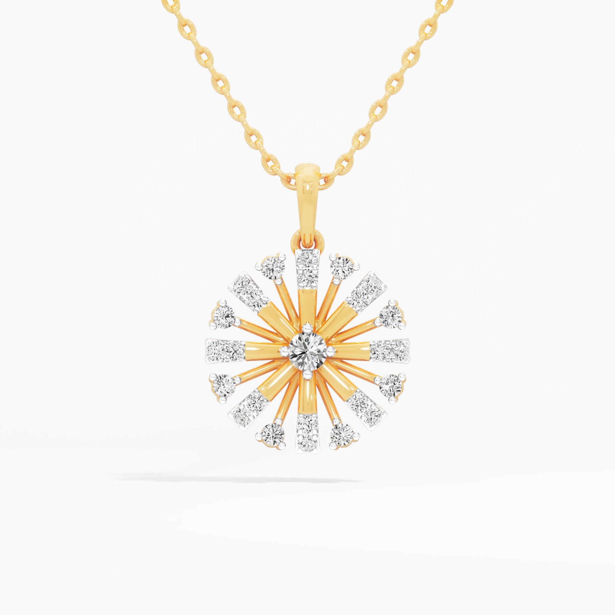 Solstice Medallion Diamond Pendant in 9KT Yellow Gold (Diamond Quality:EF-VVS VS)