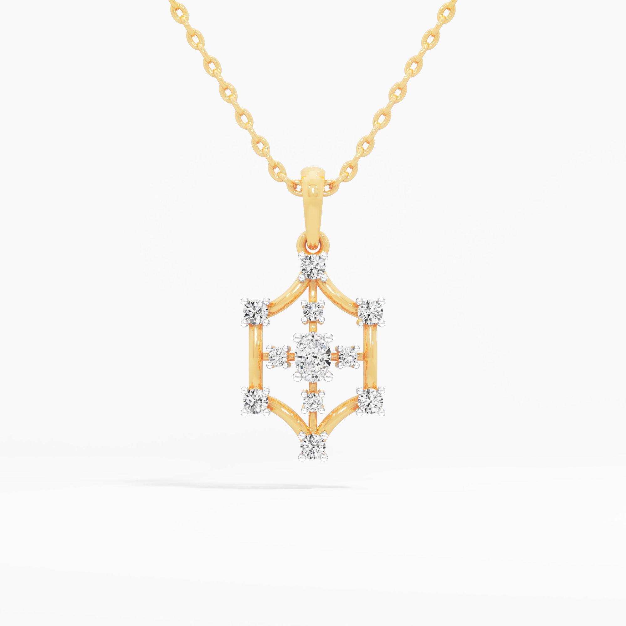 Hexa Charm Diamond Pendant in 9KT Yellow Gold (Diamond Quality:FG-VVS VS)