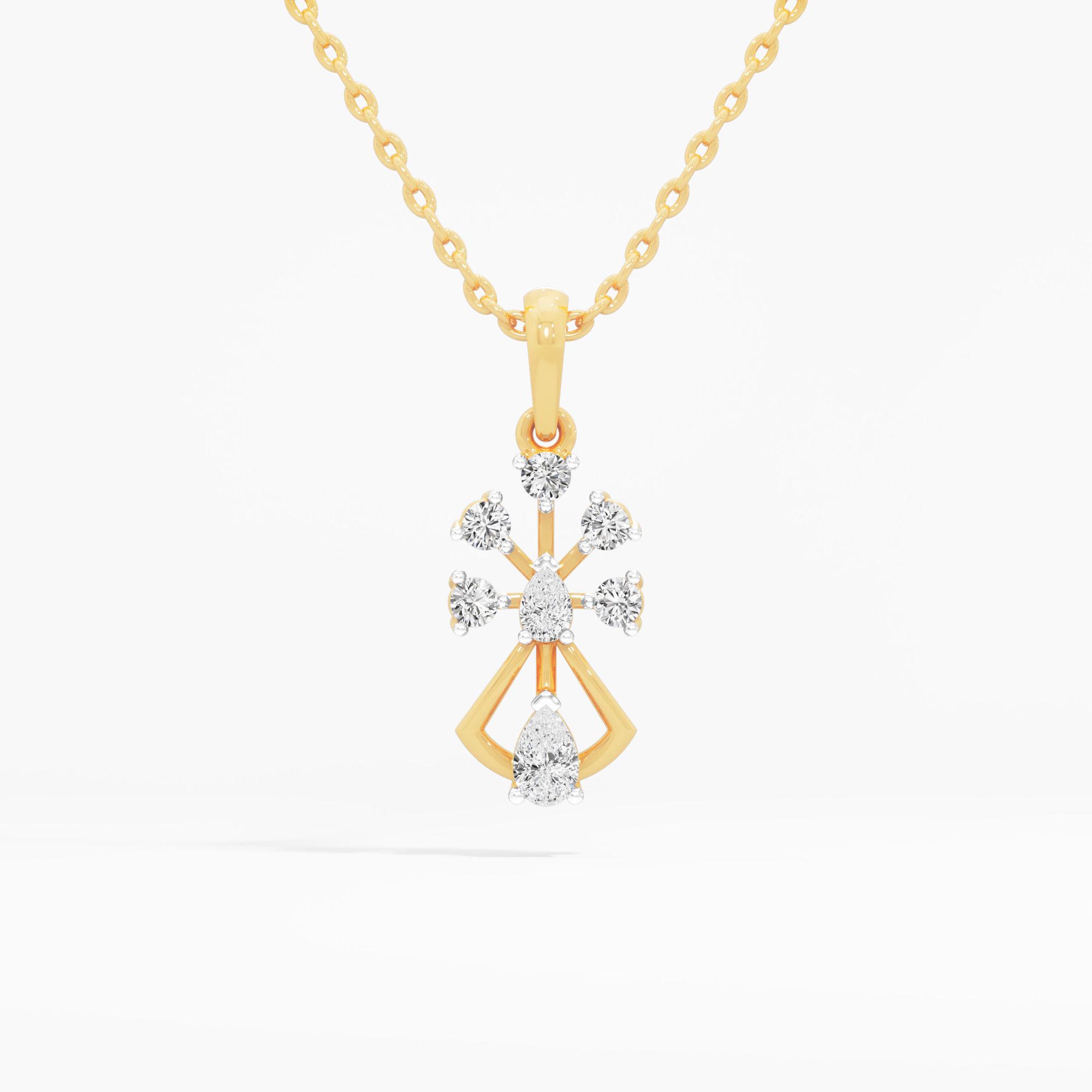 Woven Trellis Diamond Pendant in 9KT Yellow Gold (Diamond Quality:FG-VVS VS)