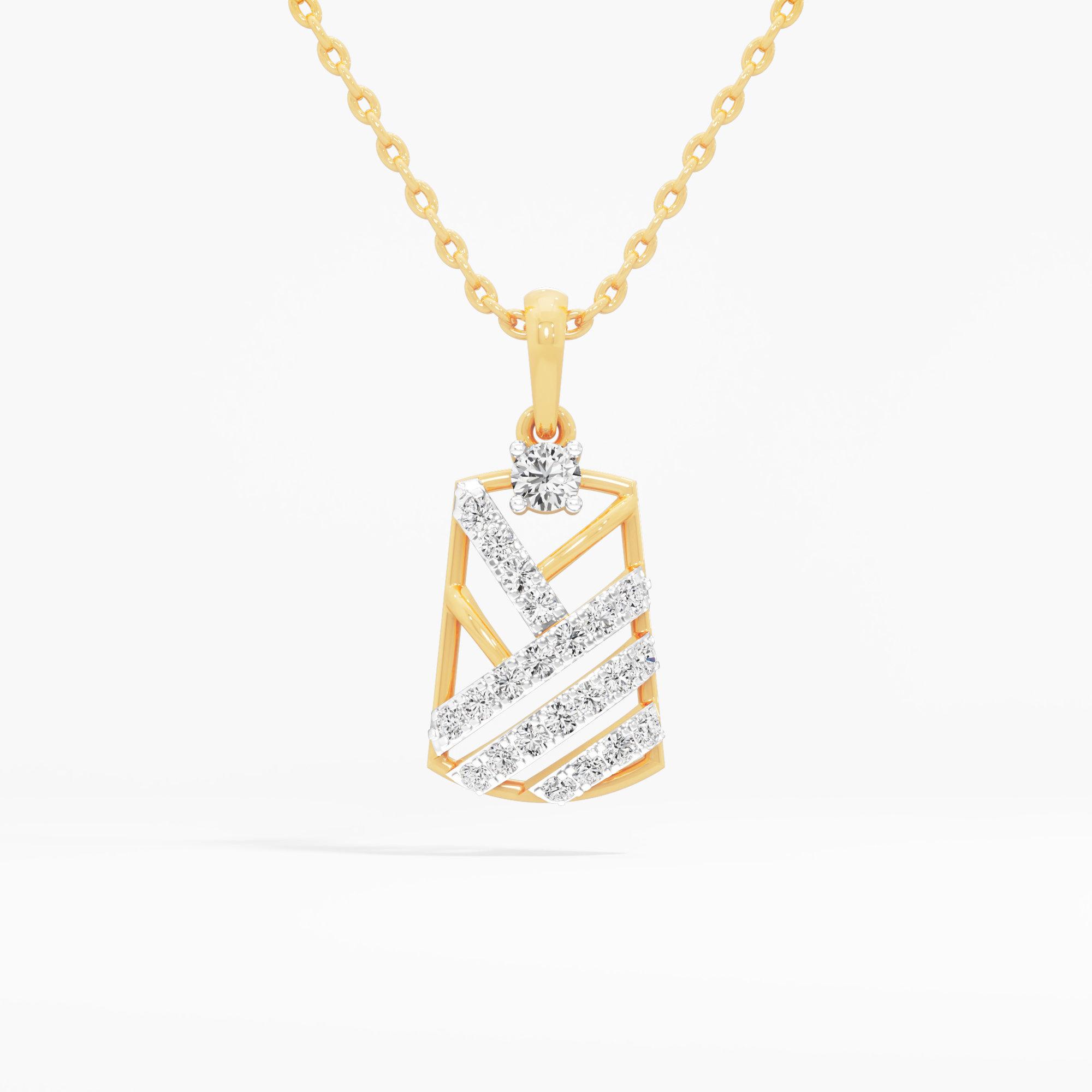Deco Shield Diamond Pendant in 9KT Yellow Gold (Diamond Quality:FG-VVS VS)