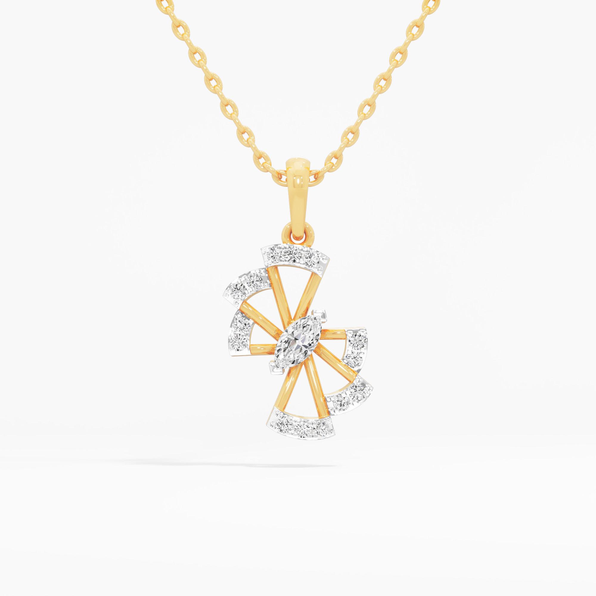 Whirlwind Prism Diamond Pendant in 9KT Yellow Gold (Diamond Quality:FG-VVS VS)
