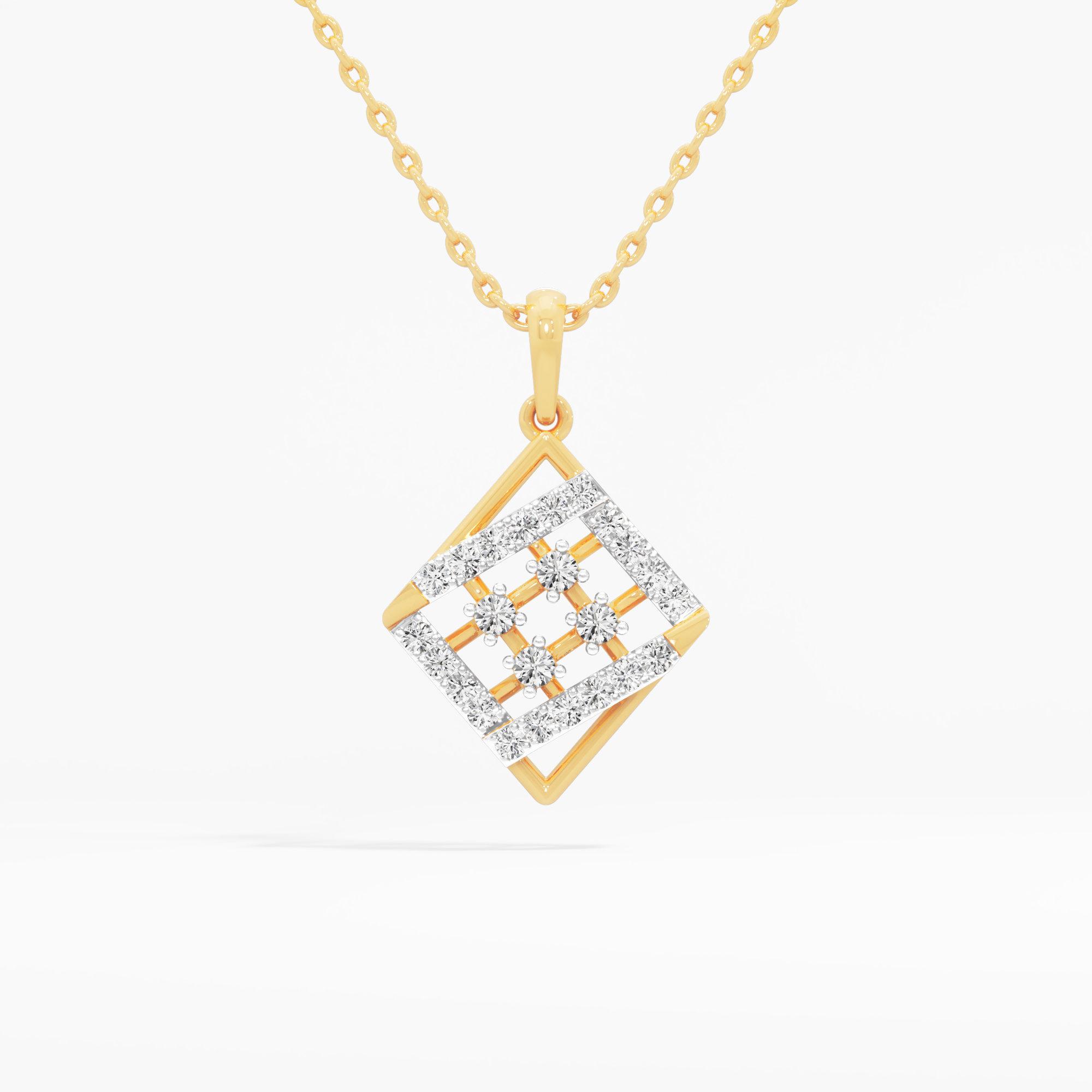 Windowpane Diamond Pendants | Individual Pendant in 9KT Yellow Gold (Diamond Quality: FG-VVS VS)