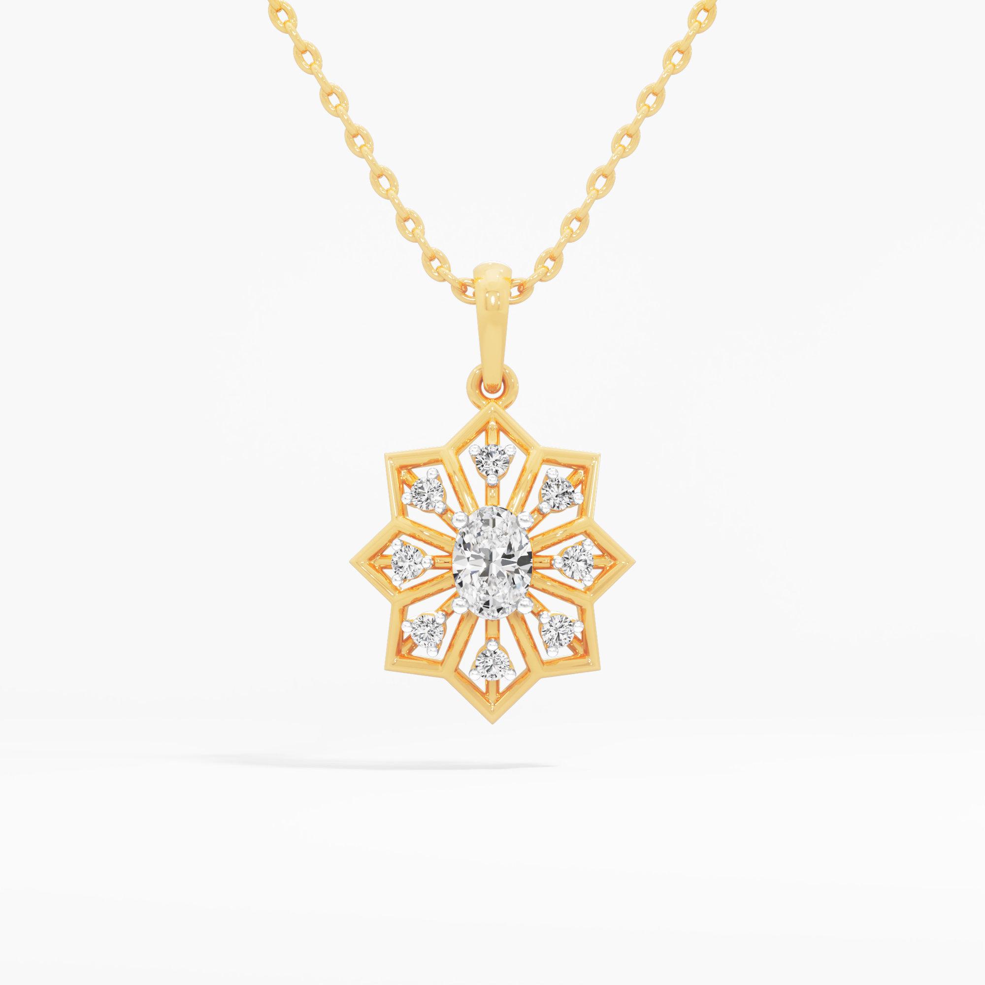Compass Star Diamond Pendants | Individual Pendant in 9KT Yellow Gold (Diamond Quality: FG-VVS VS)