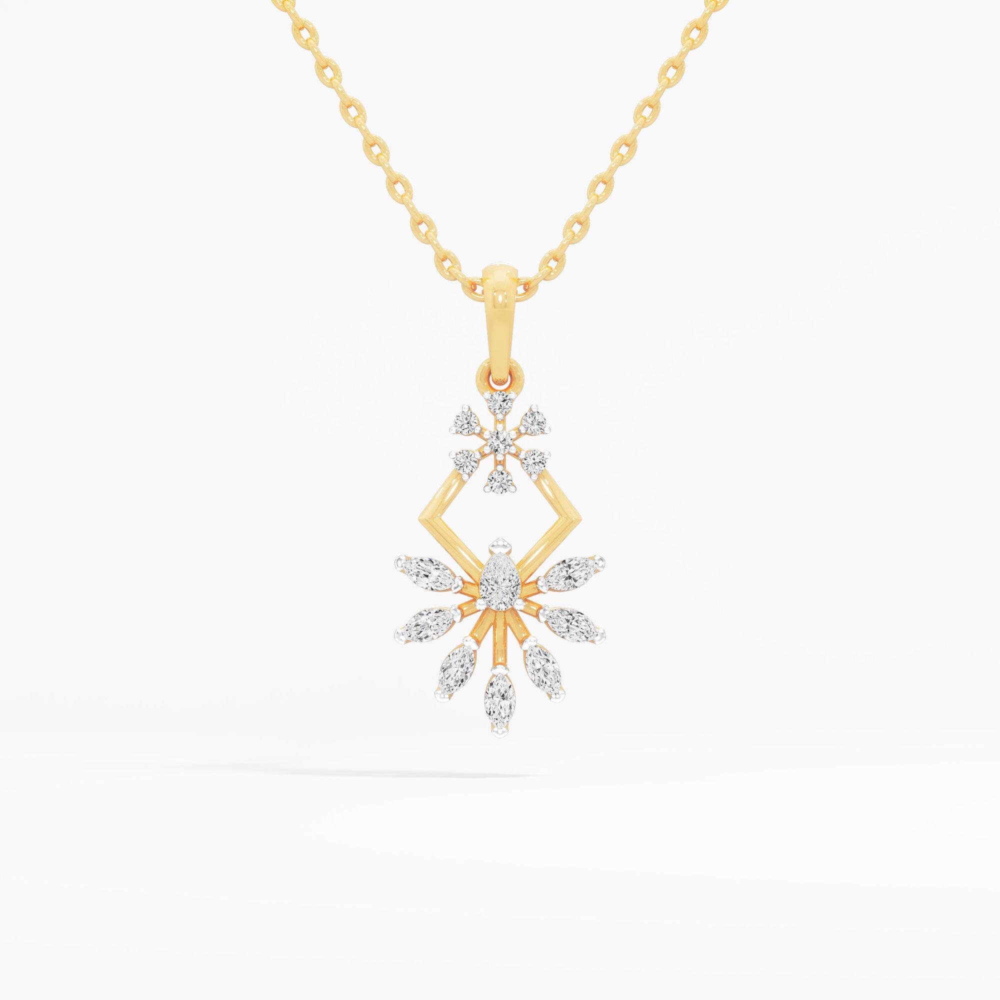 Frosted Star Diamond Pendants | Individual Pendant in 9KT Yellow Gold (Diamond Quality: FG-VVS VS)
