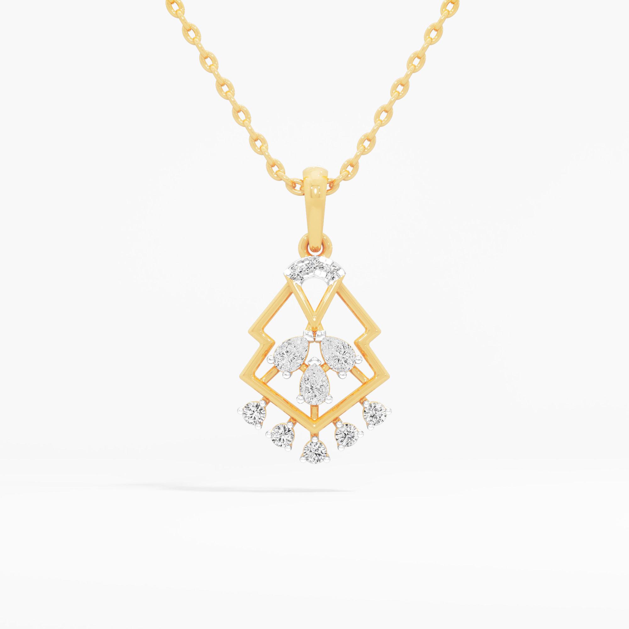 Kite Fringe Diamond Pendants | Individual Pendant in 9KT Yellow Gold (Diamond Quality: FG-VVS VS)