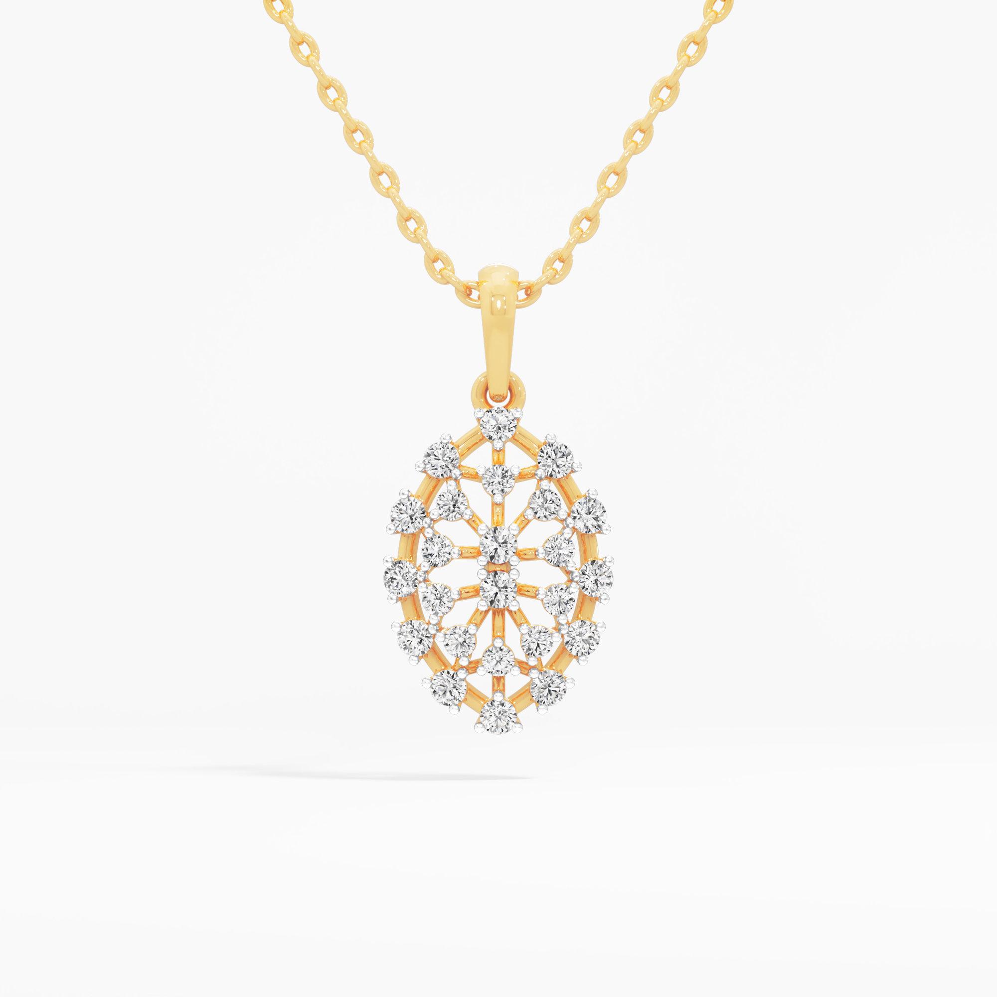 Woven Cluster Diamond Pendants | Individual Pendant in 9KT Yellow Gold (Diamond Quality: FG-VVS VS)