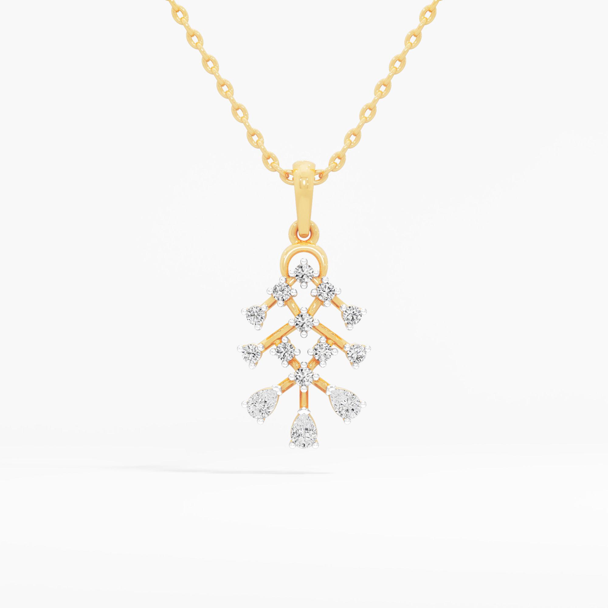Crisscross Weave Diamond Pendants | Individual Pendant in 9KT Yellow Gold (Diamond Quality: FG-VVS VS)