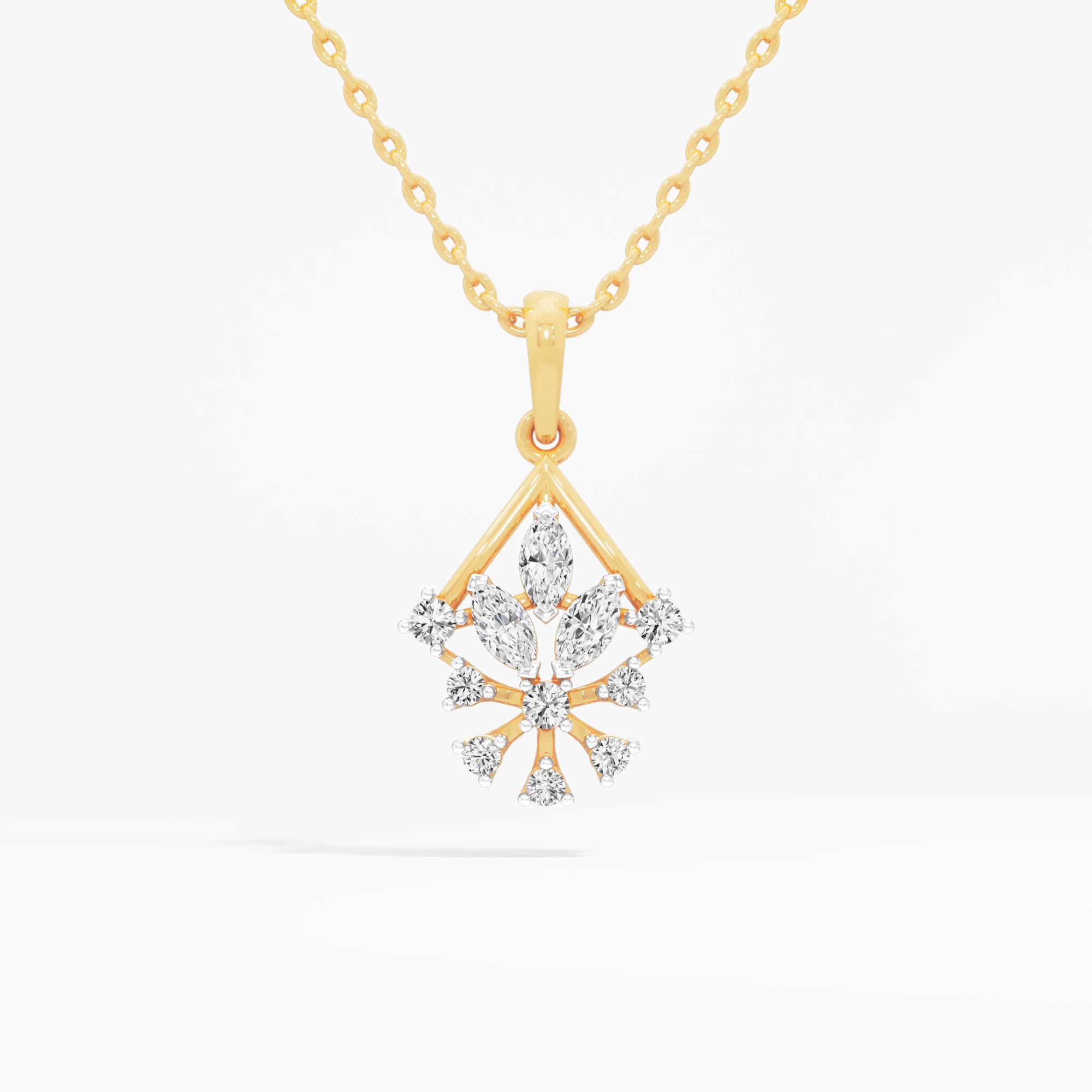 Firefly Flare Diamond Pendants | Individual Pendant in 9KT Yellow Gold (Diamond Quality: FG-VVS VS)