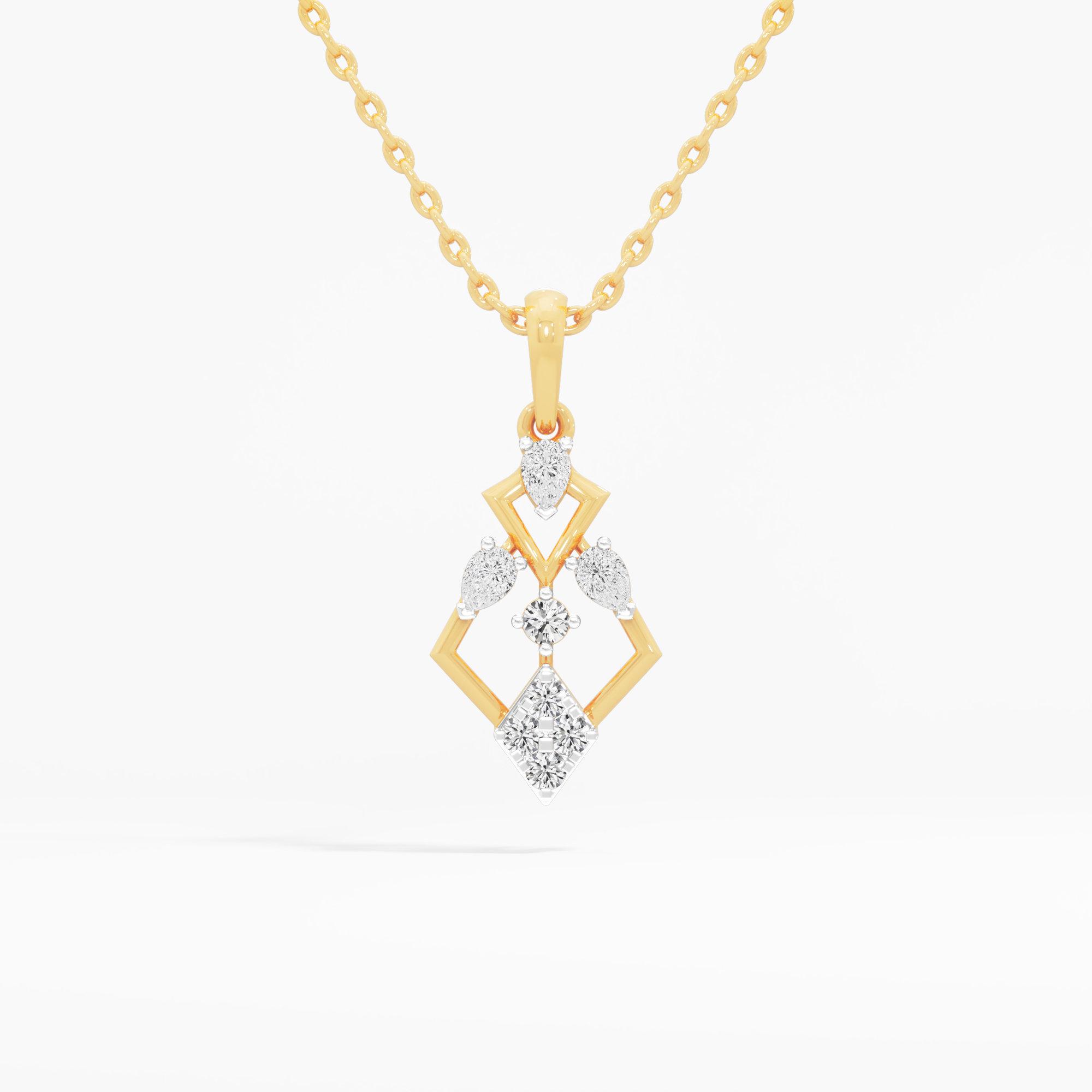 Regal Drape Diamond Pendants | Individual Pendant in 9KT Yellow Gold (Diamond Quality: FG-VVS VS)