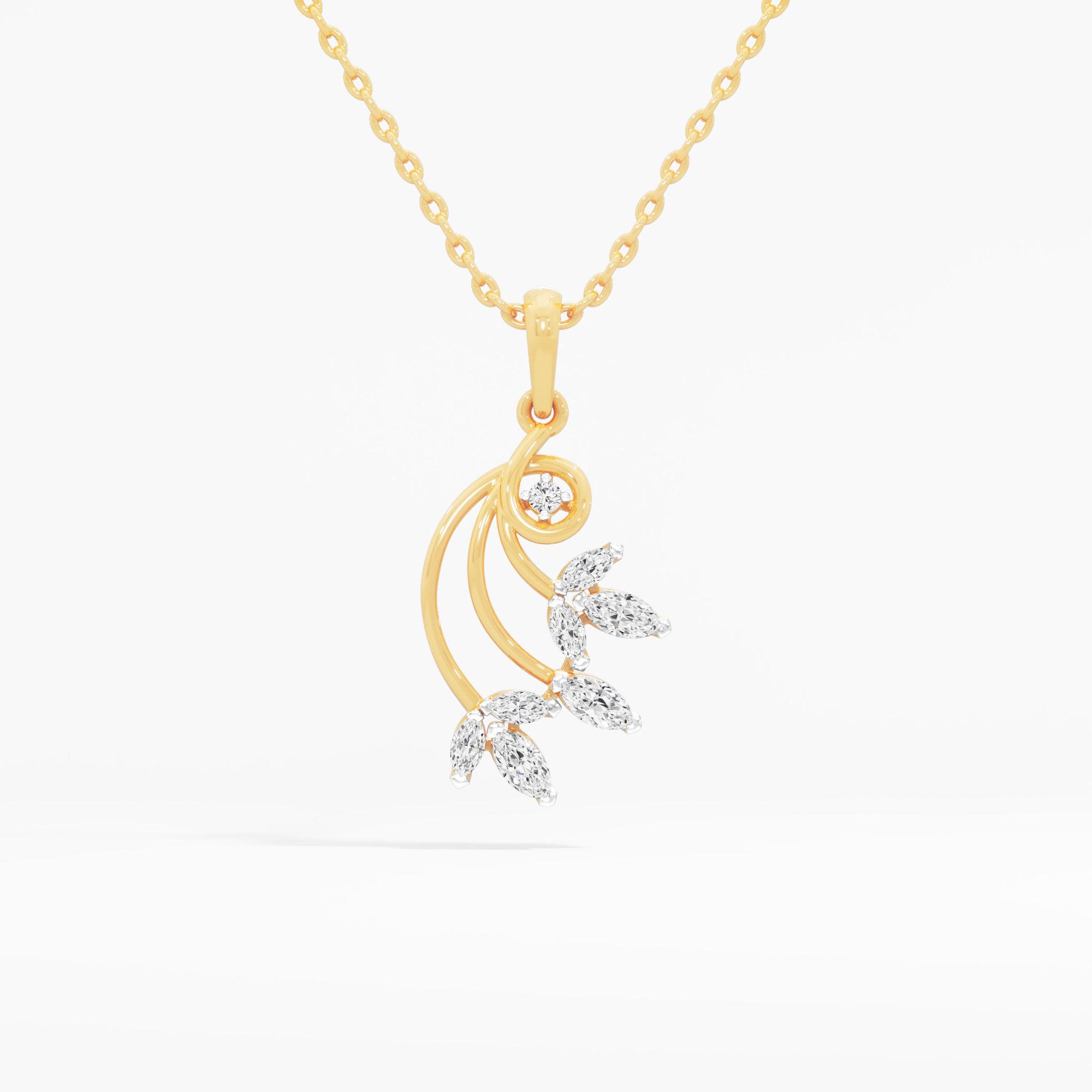 Willow Vine Diamond Pendants | Individual Pendant in 9KT Yellow Gold (Diamond Quality: FG-VVS VS)
