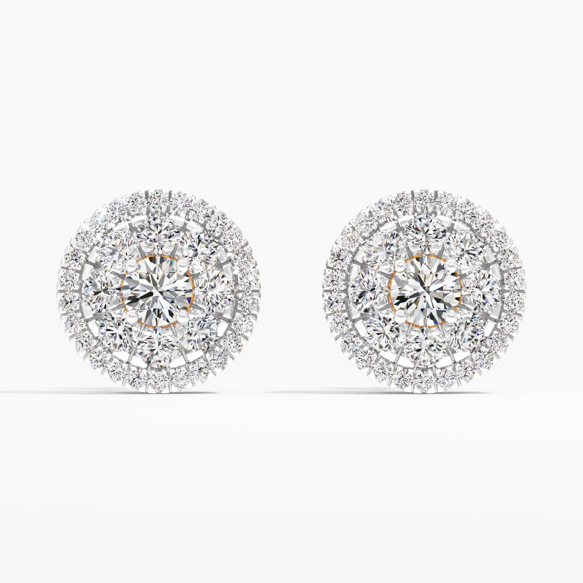 Poppy Flower Halo Stud Earrings in 9KT Yellow Gold (Diamond Quality: FG-VVS VS)
