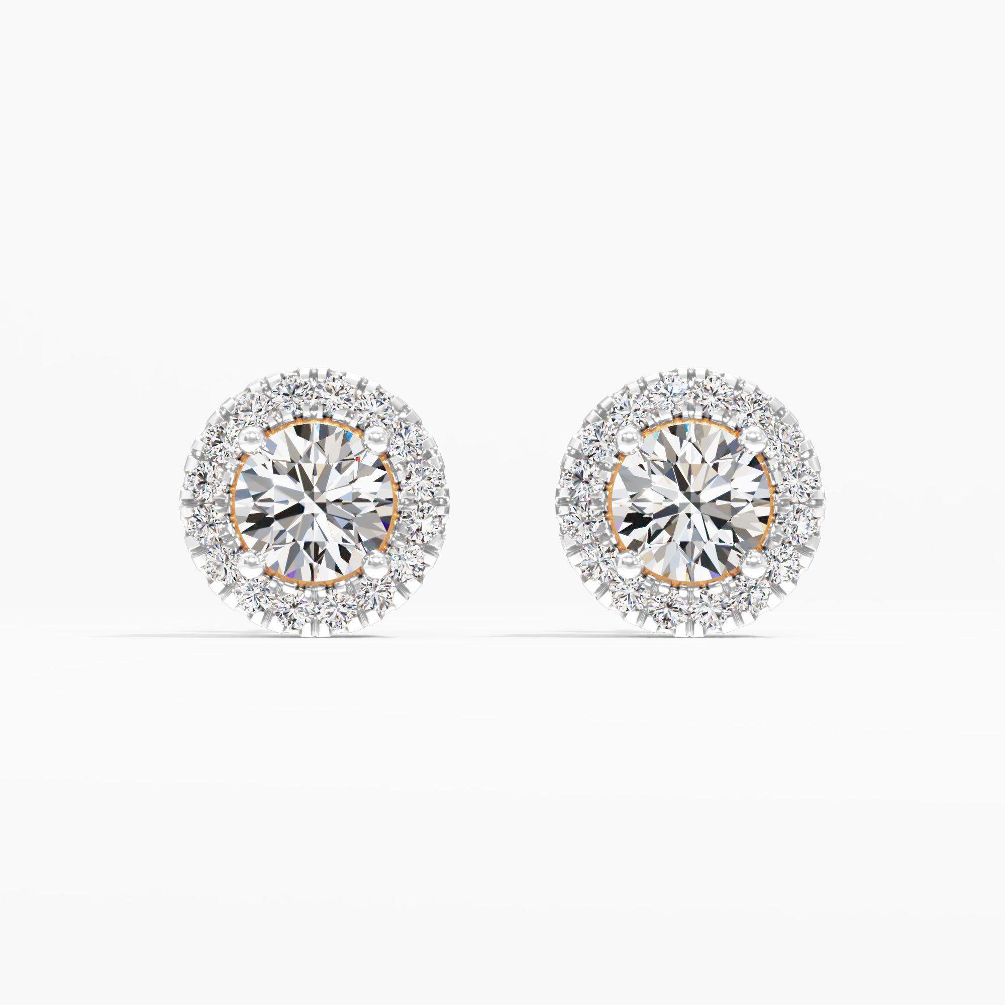 Delight Glimmers Halo Stud Earrings in 9KT Yellow Gold (Diamond Quality: FG-VVS VS)