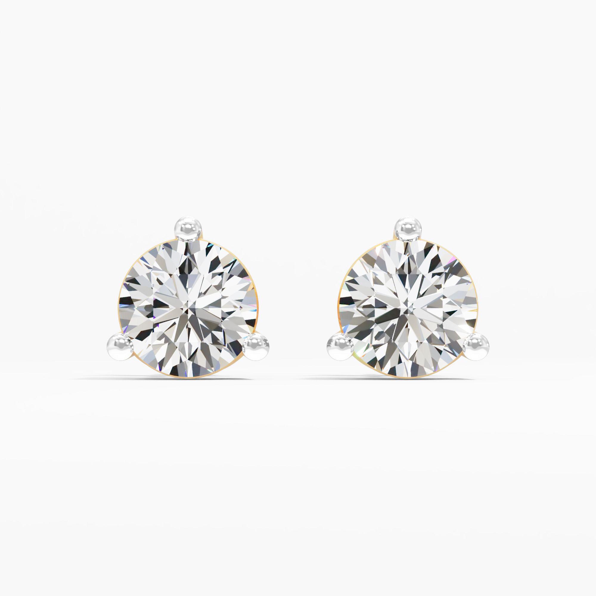 Donna Bright Solitaire Stud Earrings in 9KT Yellow Gold (Diamond Quality: FG-VVS VS)
