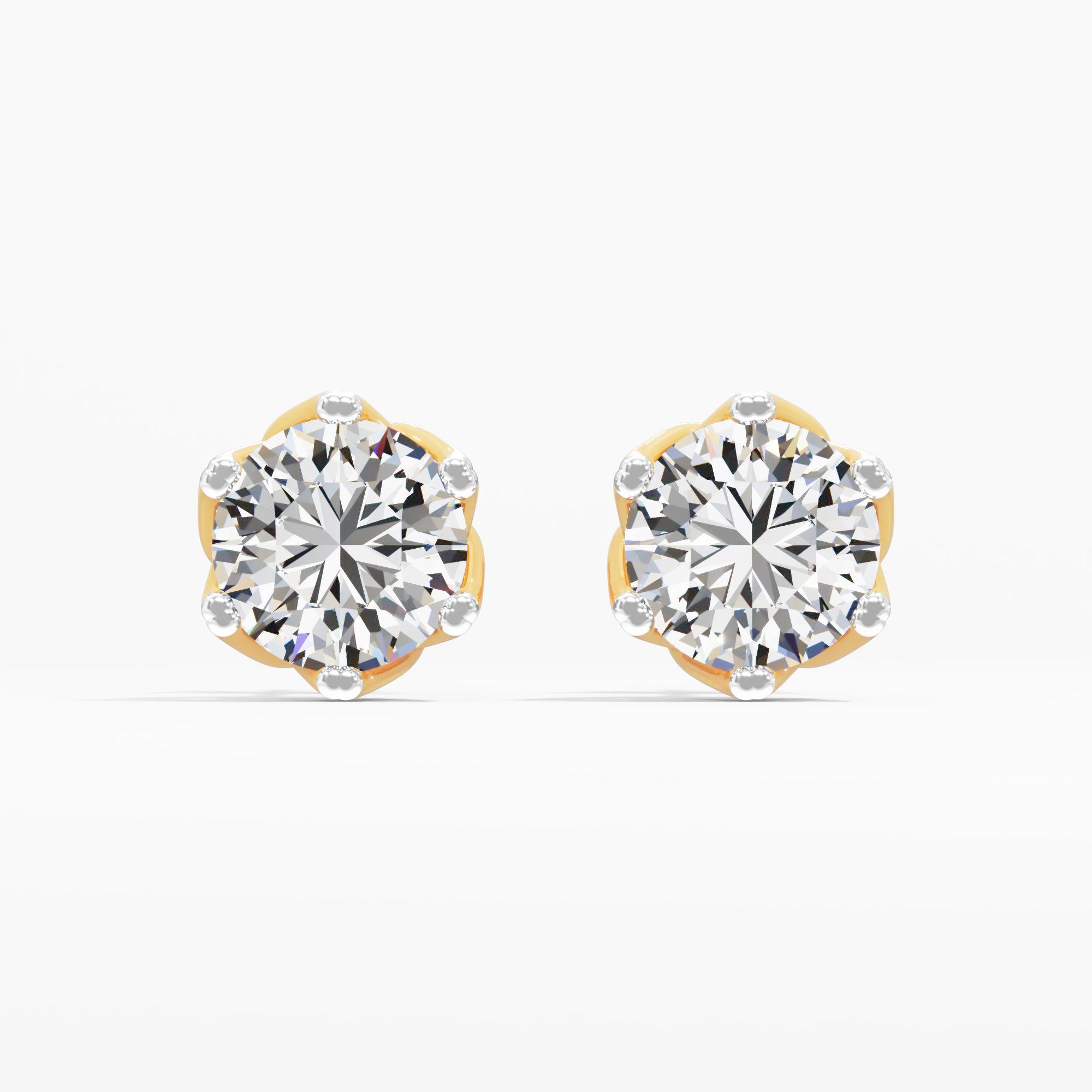 Camilla Bud Solitaire Stud Earrings in 9KT Yellow Gold (Diamond Quality: FG-VVS VS)