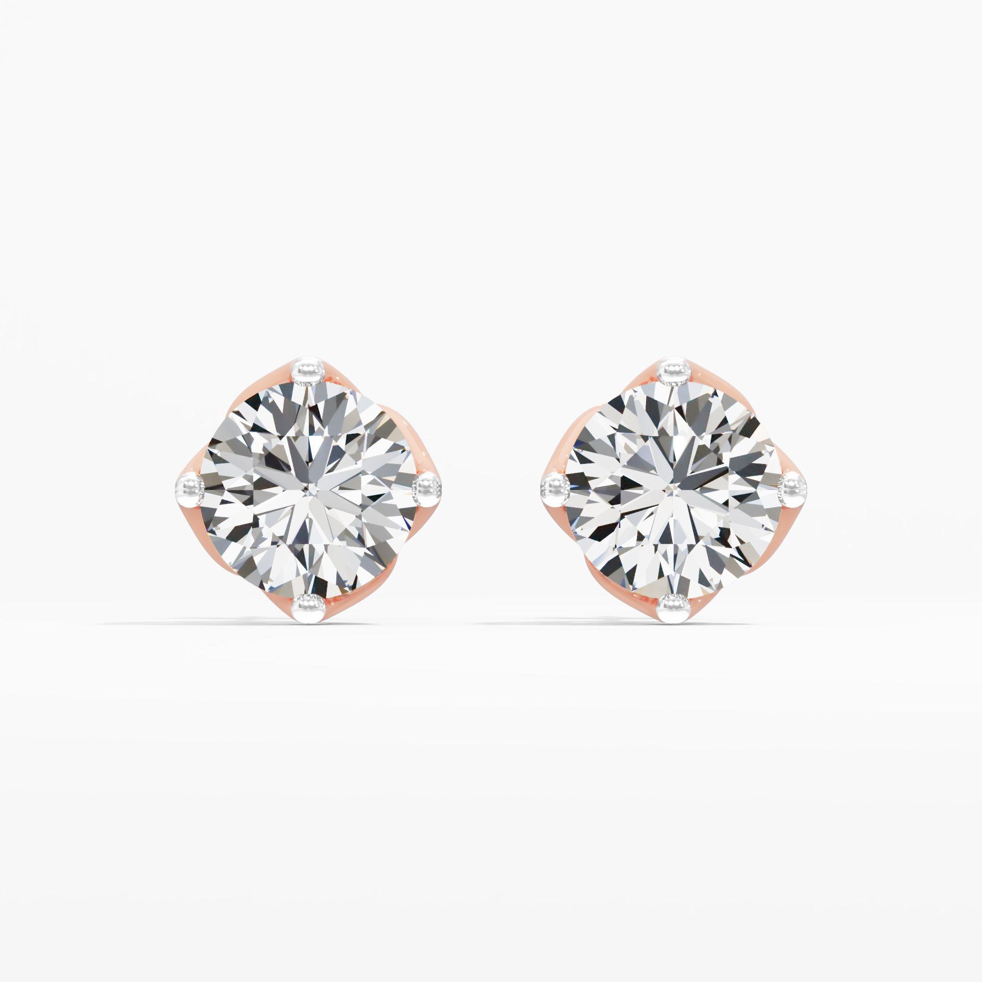 Precious Petalcrest Solitaire Stud Earrings in 9KT Rose Gold (FG-VVS VS)