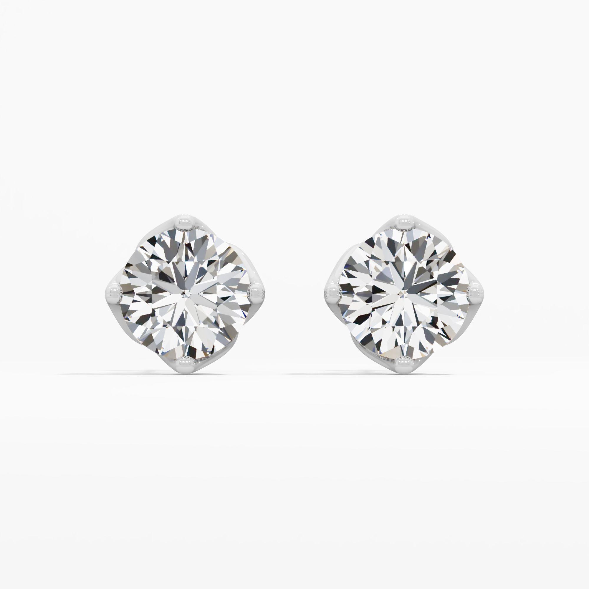 Precious Petalcrest Solitaire Stud Earrings in 9KT White Gold (FG-VVS VS)