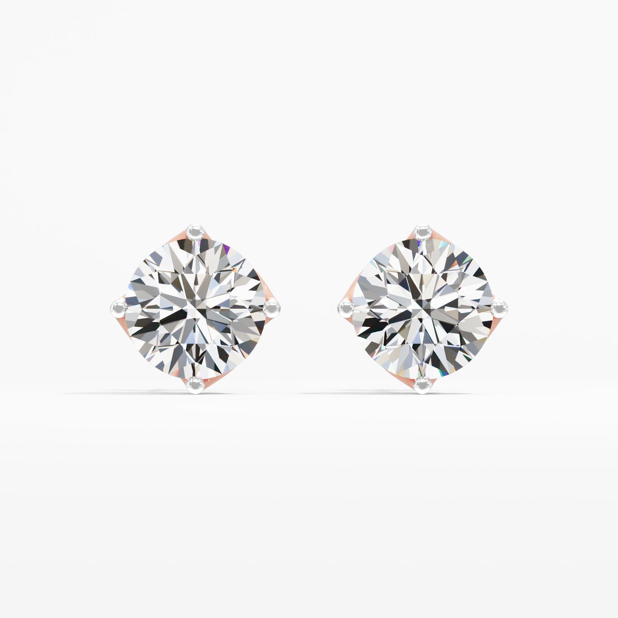 Precious Petalcrest Solitaire Stud Earrings in 9KT Rose Gold (FG-VVS VS)