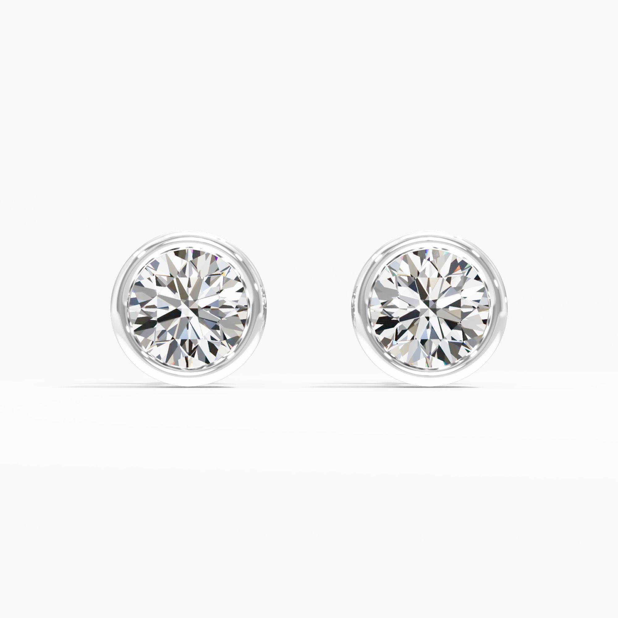 Encased Solitaire Stud Earrings in 14KT Yellow Gold (Diamond Quality: EF-VVS VS)