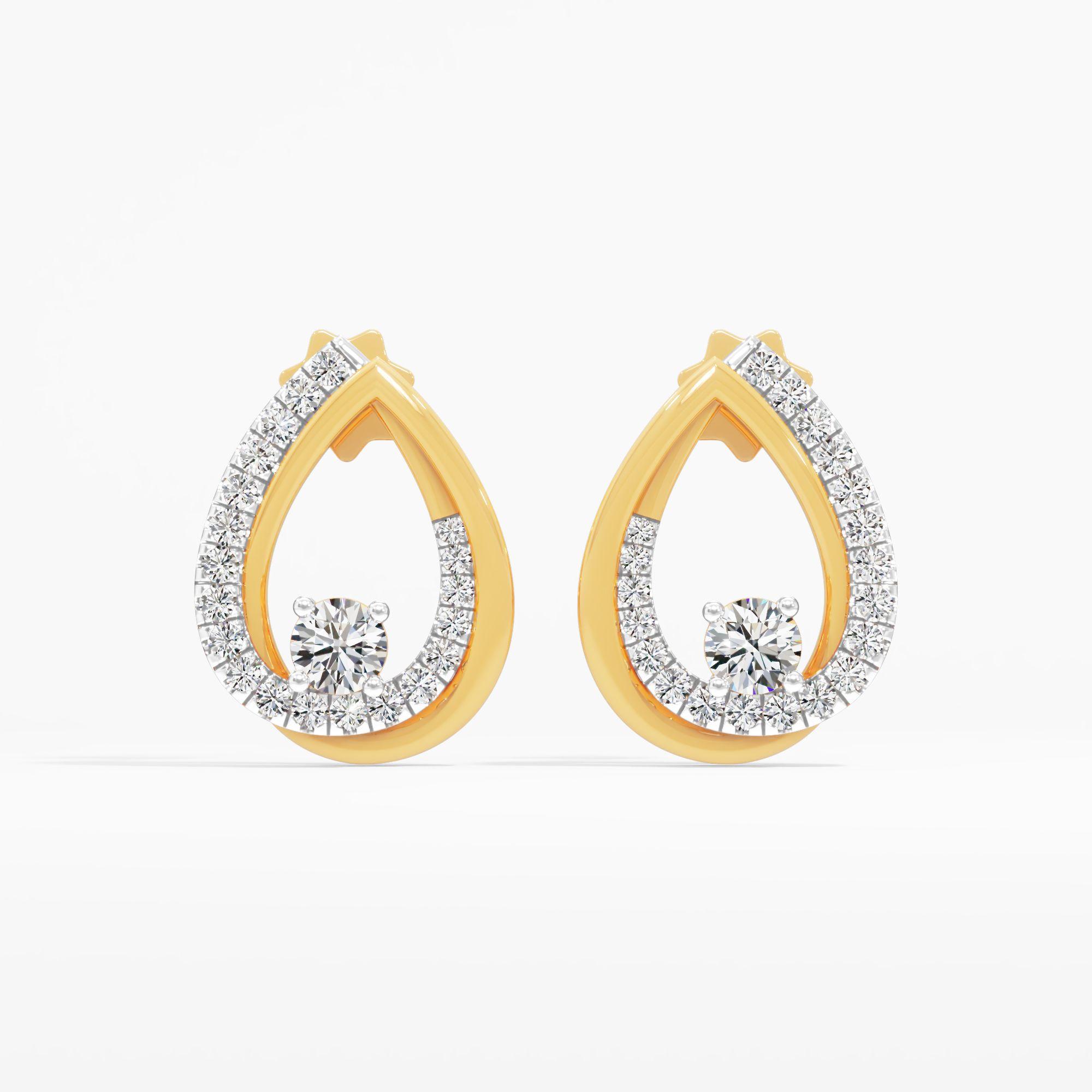 Serene Drop Solitaire Stud Earrings in 9KT Yellow Gold (Diamond Quality: FG-VVS VS)