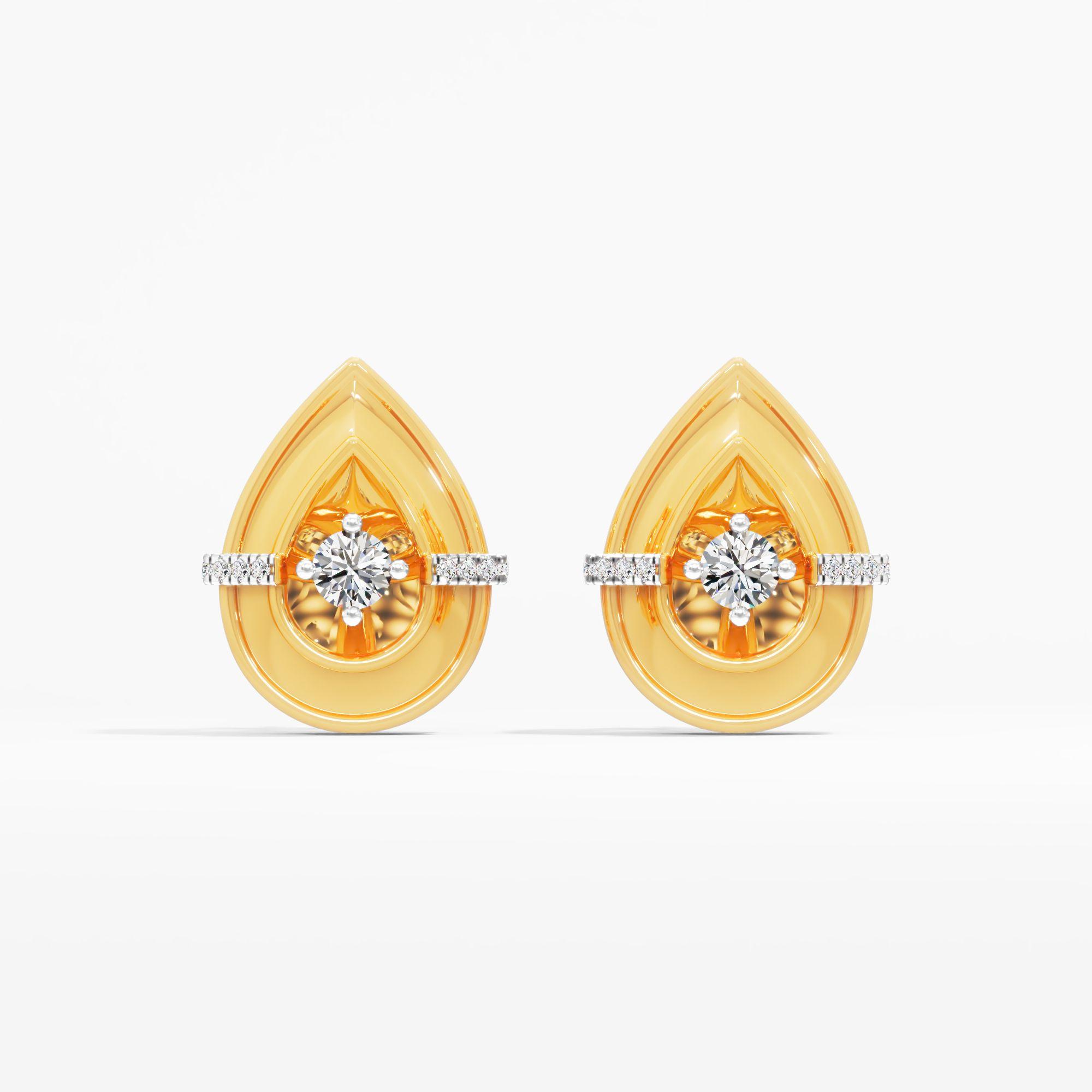 Serene Style Solitaire Stud Earrings in 9KT Yellow Gold (Diamond Quality: EF-VVS VS)